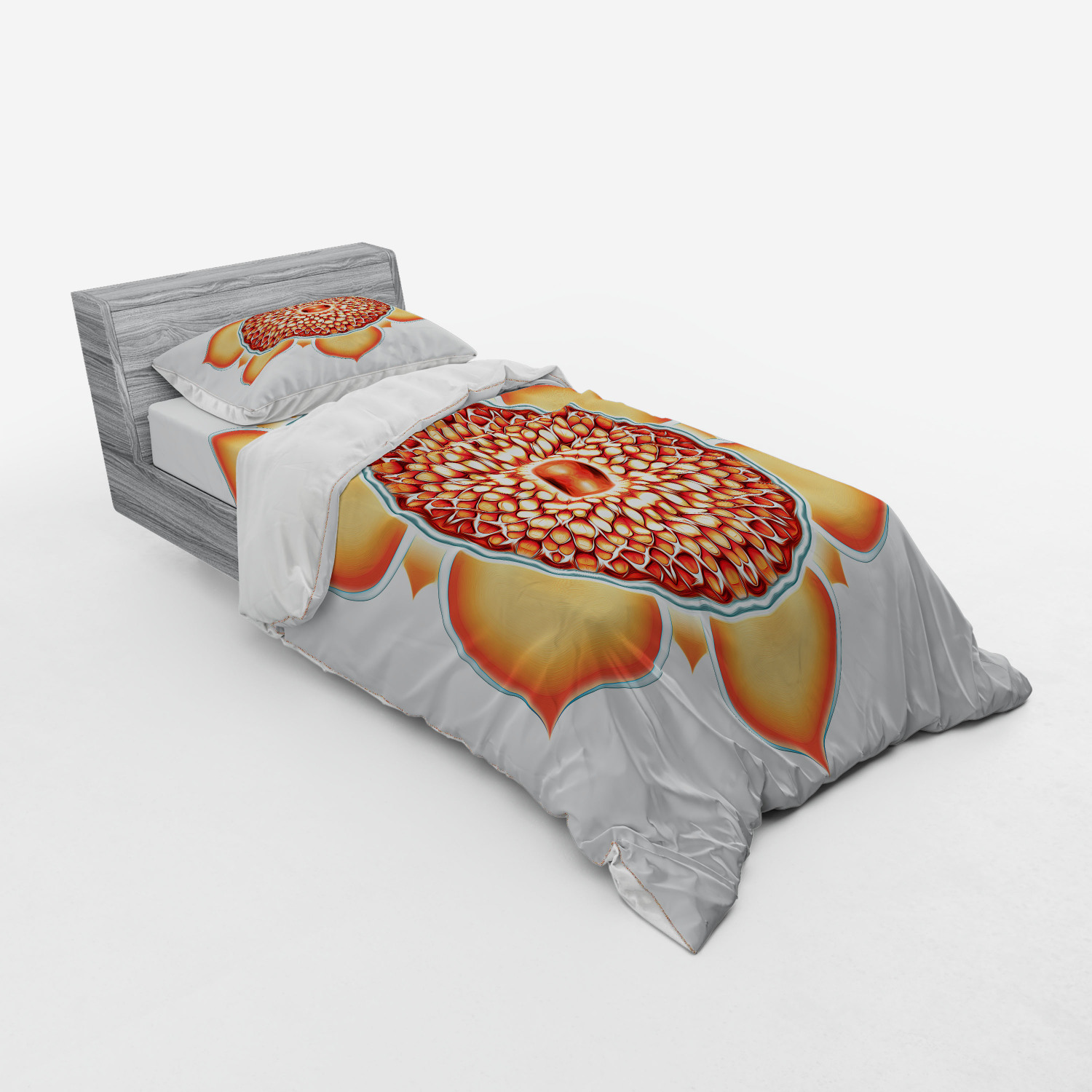 Ambesonne Leaf Print Bedding Set Duvet Cover Sham Fitted Sheet in 3 Sizes - Picture 86 of 228