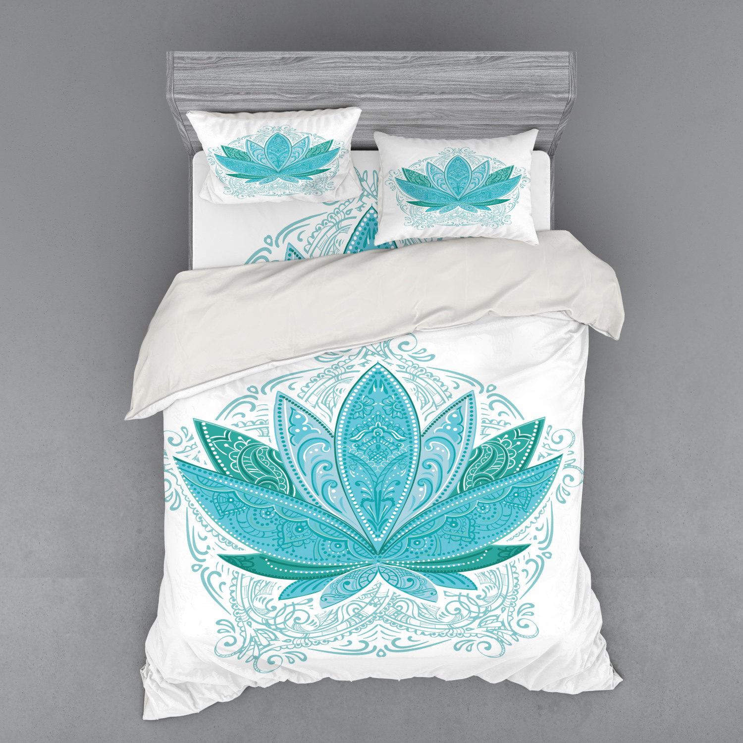 Ambesonne Leaf Print Bedding Set Duvet Cover Sham Fitted Sheet in 3 Sizes - Picture 115 of 228