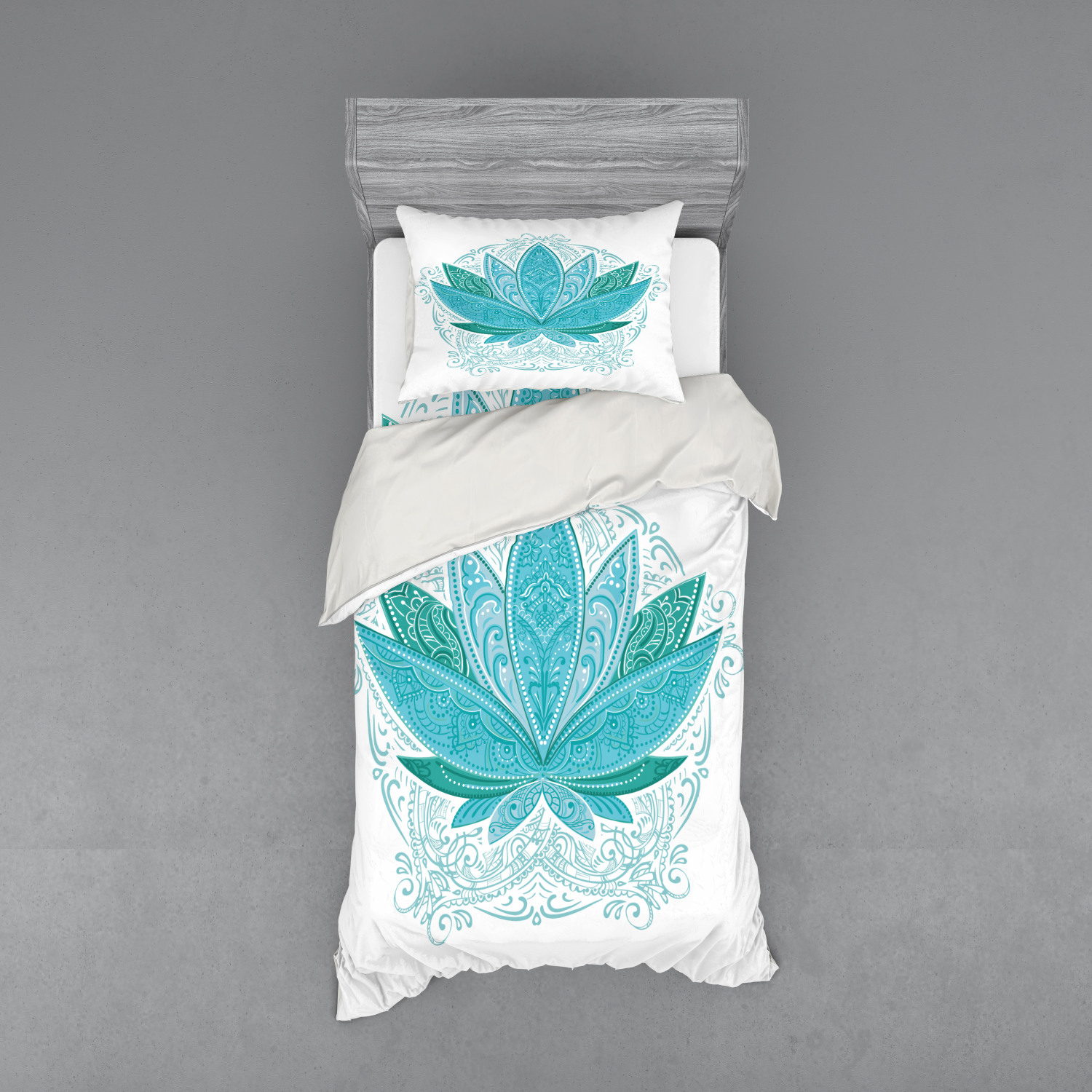 Ambesonne Leaf Print Bedding Set Duvet Cover Sham Fitted Sheet in 3 Sizes - Picture 113 of 228