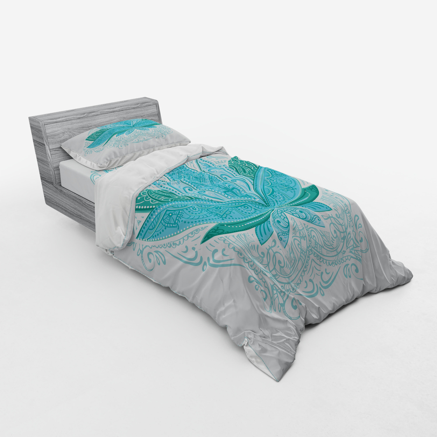 Ambesonne Leaf Print Bedding Set Duvet Cover Sham Fitted Sheet in 3 Sizes - Picture 114 of 228