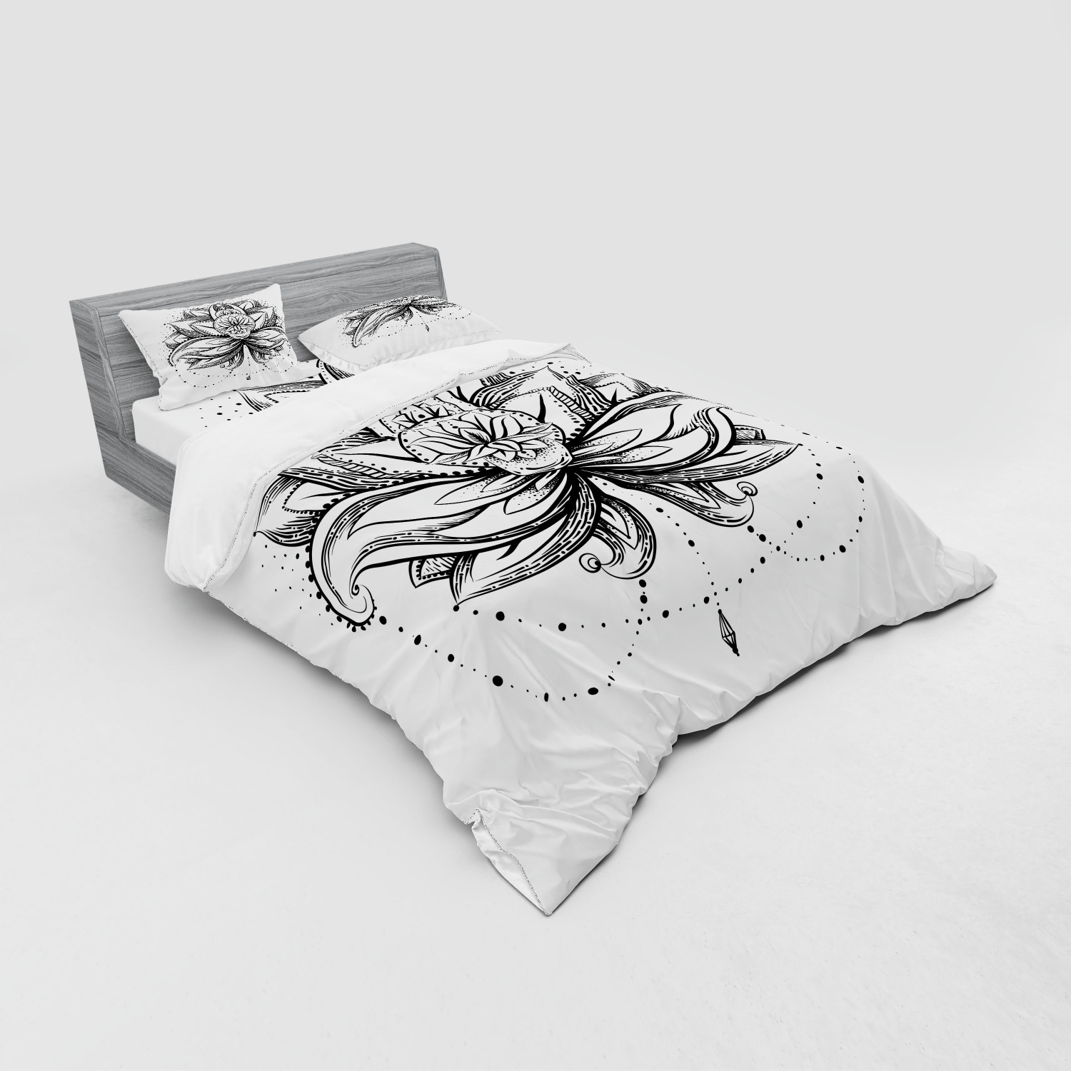 Ambesonne Leaf Print Bedding Set Duvet Cover Sham Fitted Sheet in 3 Sizes - Picture 148 of 228