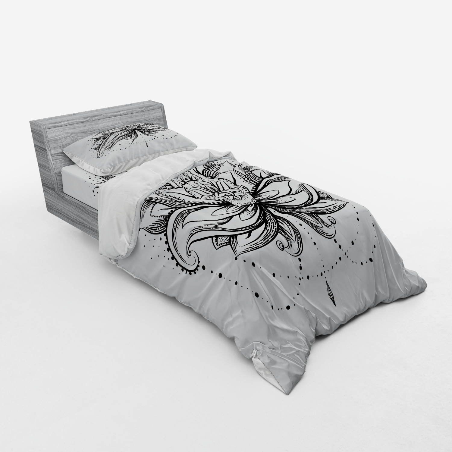 Ambesonne Leaf Print Bedding Set Duvet Cover Sham Fitted Sheet in 3 Sizes - Picture 146 of 228