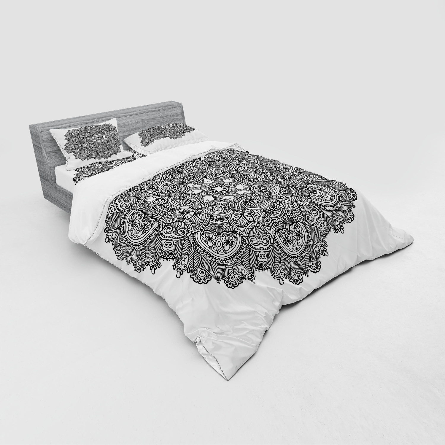 Ambesonne Leaf Print Bedding Set Duvet Cover Sham Fitted Sheet in 3 Sizes - Picture 44 of 228