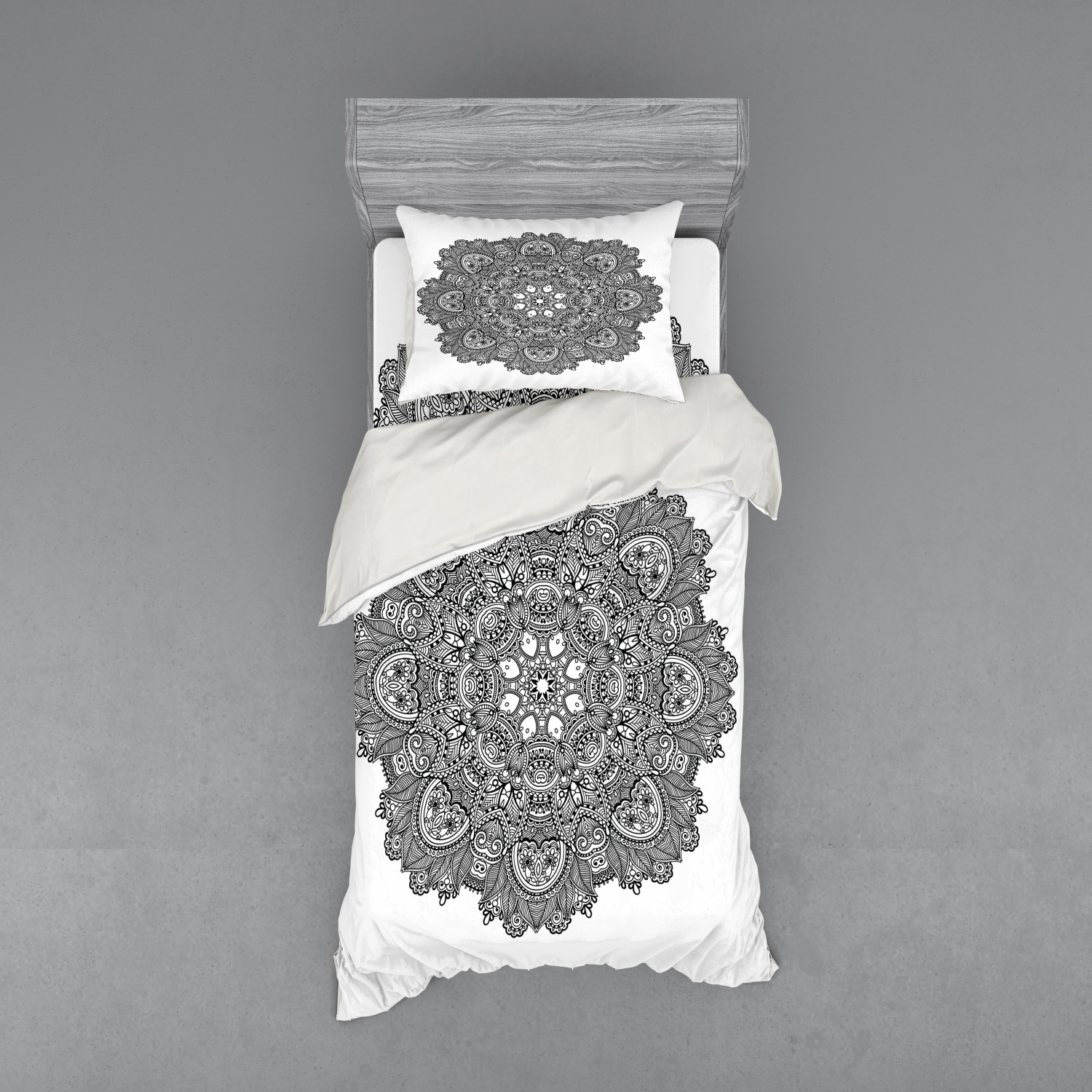 Ambesonne Leaf Print Bedding Set Duvet Cover Sham Fitted Sheet in 3 Sizes - Picture 41 of 228