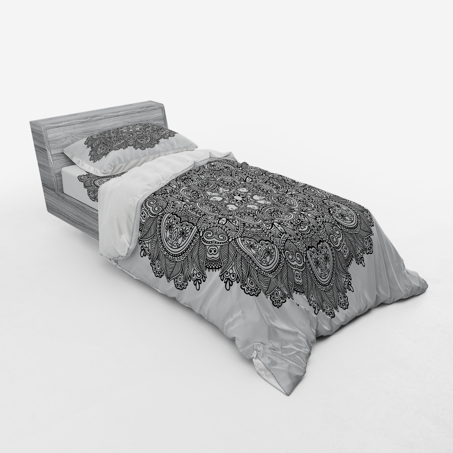 Ambesonne Leaf Print Bedding Set Duvet Cover Sham Fitted Sheet in 3 Sizes - Picture 42 of 228