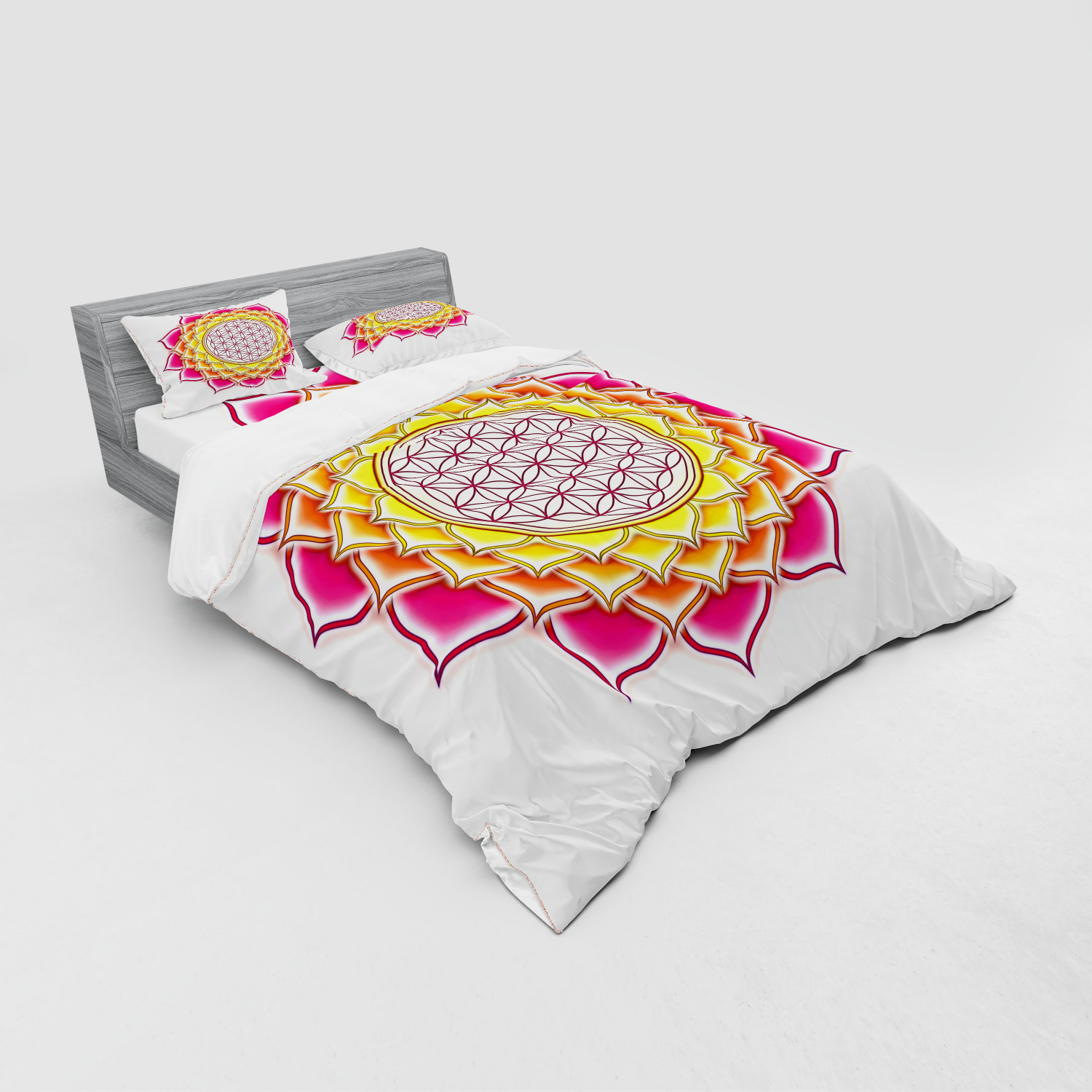 Ambesonne Leaf Print Bedding Set Duvet Cover Sham Fitted Sheet in 3 Sizes - Picture 64 of 228