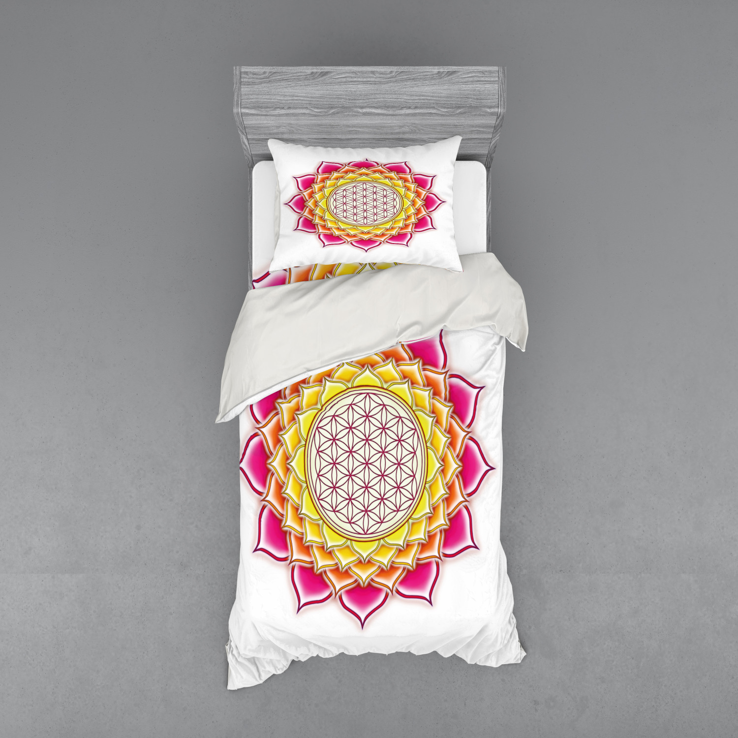 Ambesonne Leaf Print Bedding Set Duvet Cover Sham Fitted Sheet in 3 Sizes - Picture 61 of 228