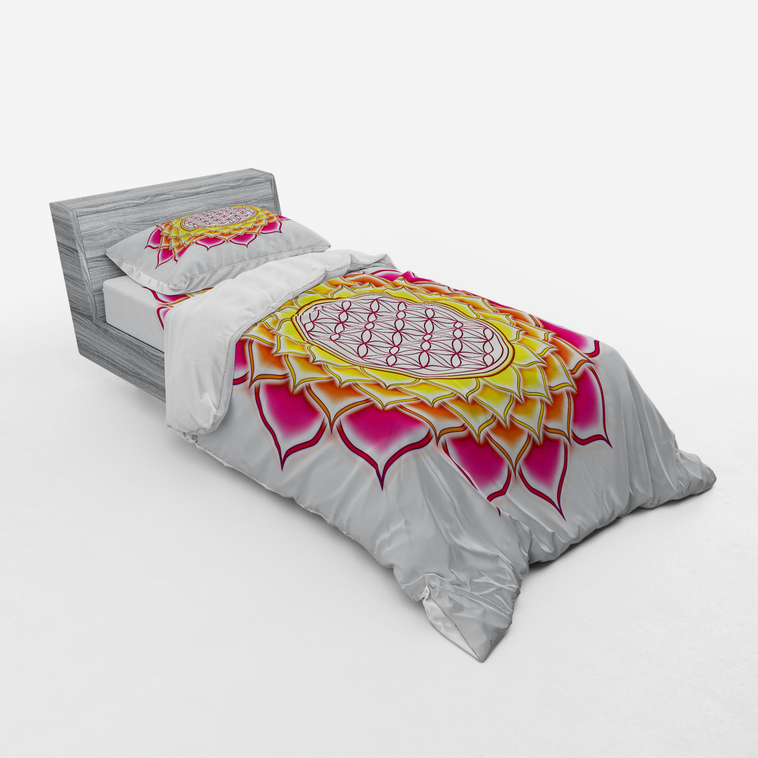 Ambesonne Leaf Print Bedding Set Duvet Cover Sham Fitted Sheet in 3 Sizes - Picture 62 of 228