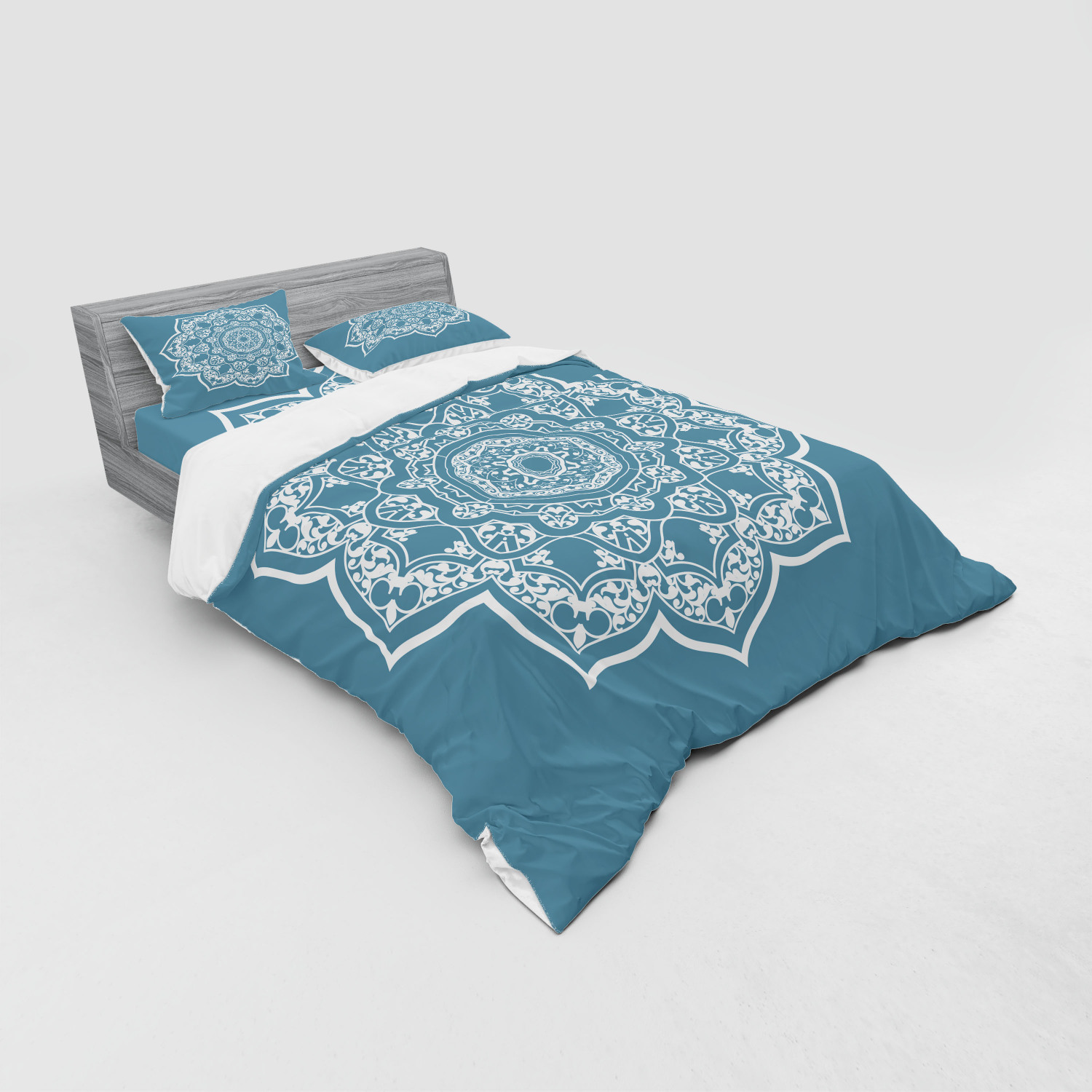 Ambesonne Leaf Print Bedding Set Duvet Cover Sham Fitted Sheet in 3 Sizes - Picture 104 of 228