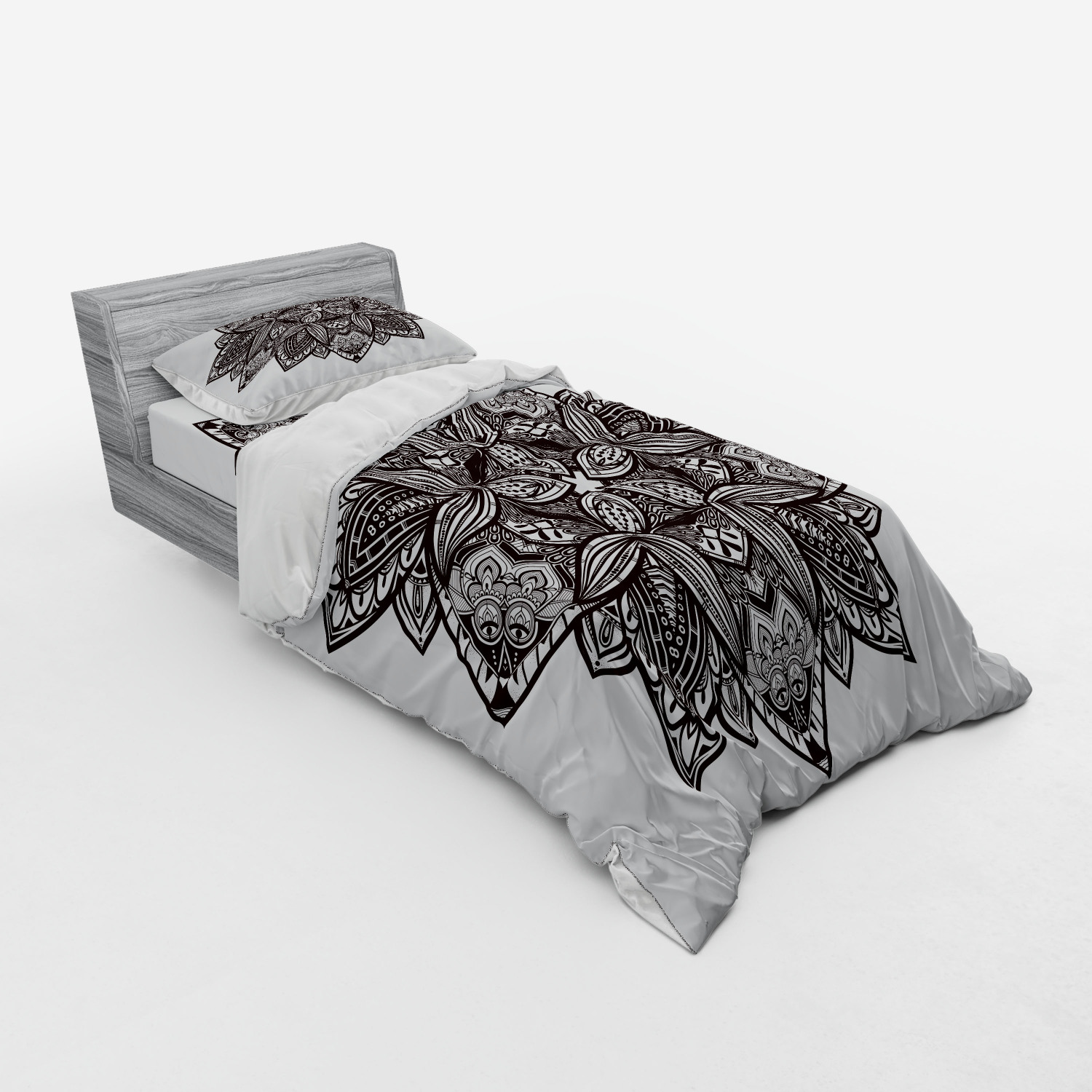 Ambesonne Leaf Print Bedding Set Duvet Cover Sham Fitted Sheet in 3 Sizes - Picture 58 of 228