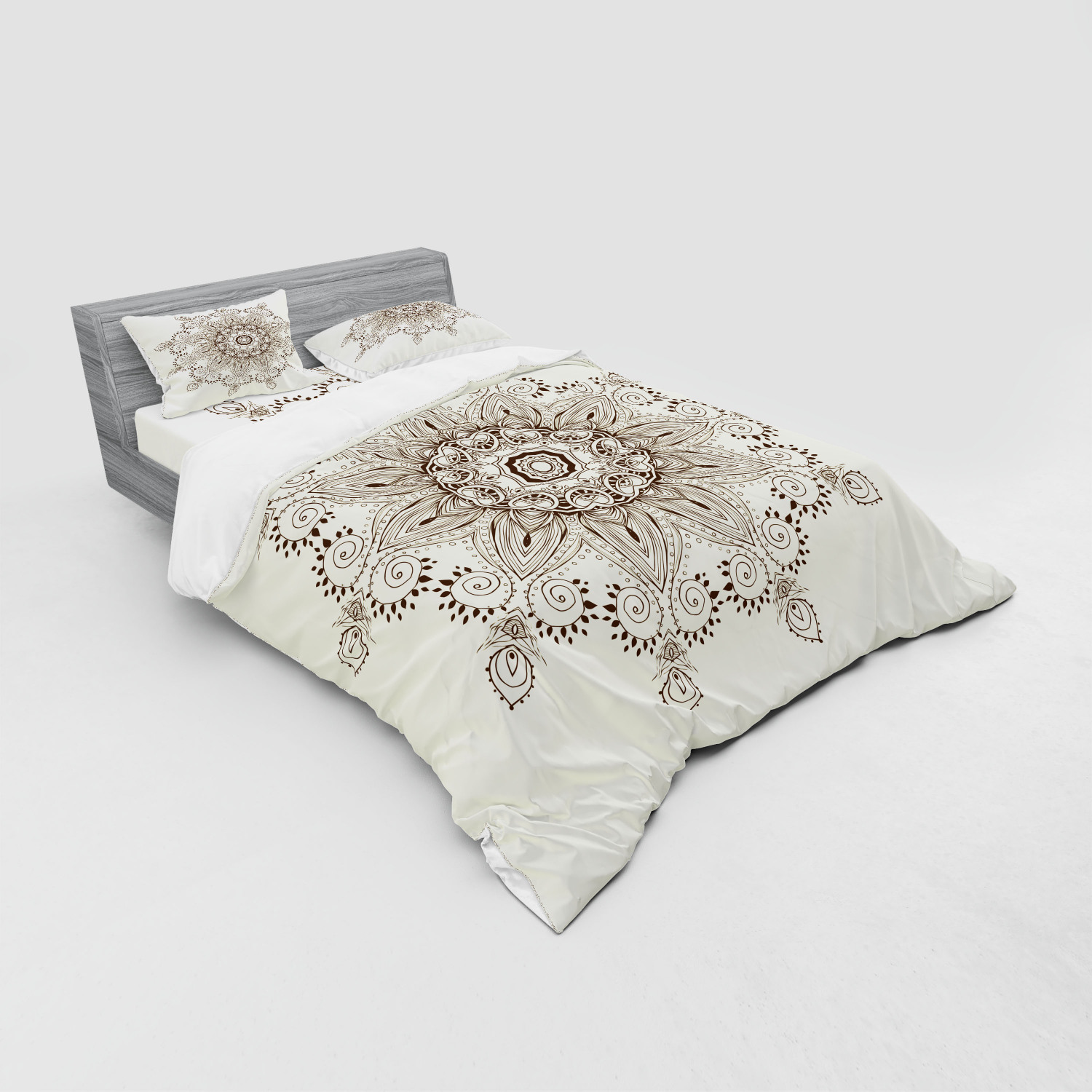 Ambesonne Leaf Print Bedding Set Duvet Cover Sham Fitted Sheet in 3 Sizes - Picture 144 of 228