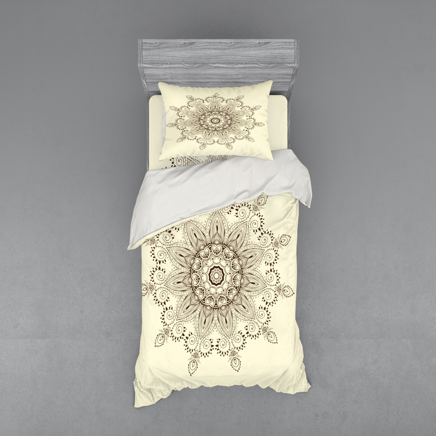 Ambesonne Leaf Print Bedding Set Duvet Cover Sham Fitted Sheet in 3 Sizes - Picture 141 of 228