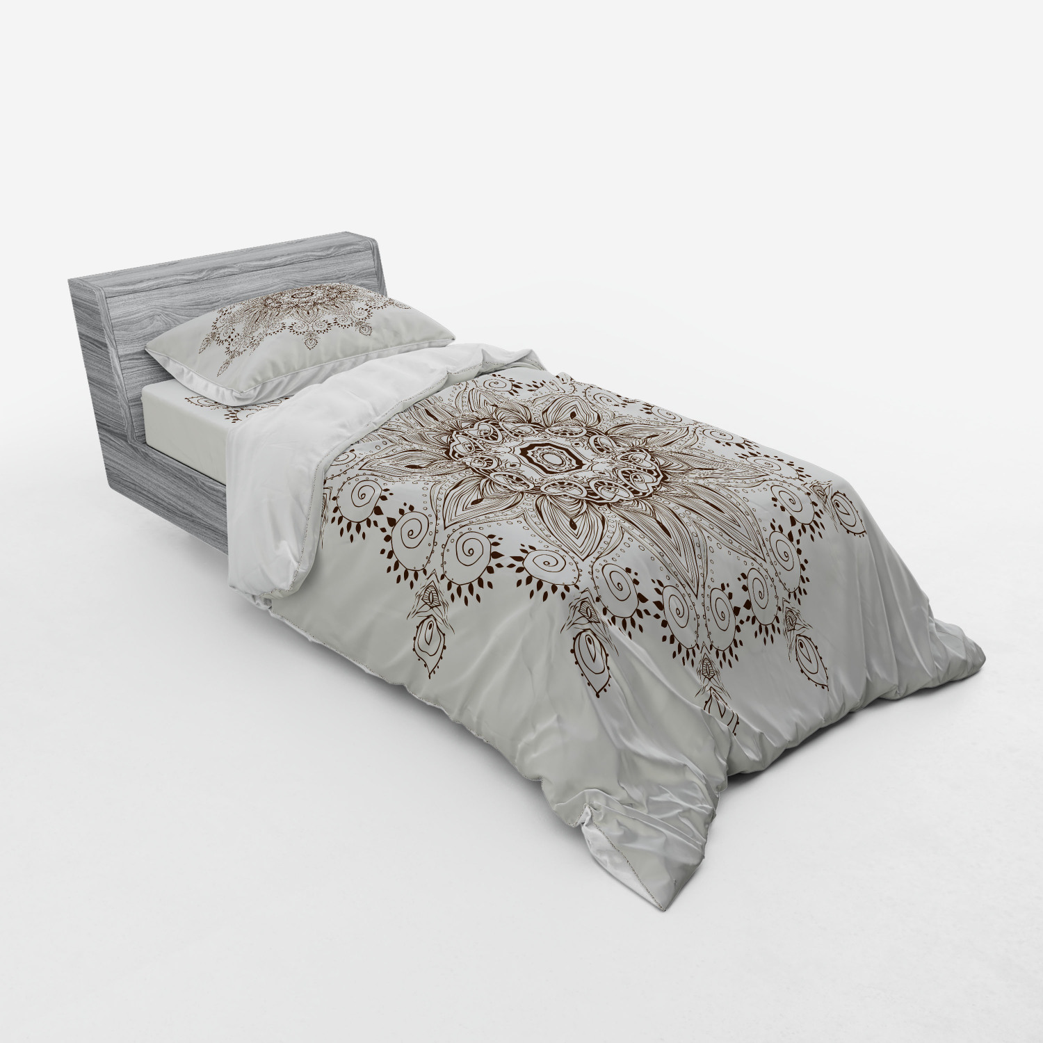 Ambesonne Leaf Print Bedding Set Duvet Cover Sham Fitted Sheet in 3 Sizes - Picture 142 of 228
