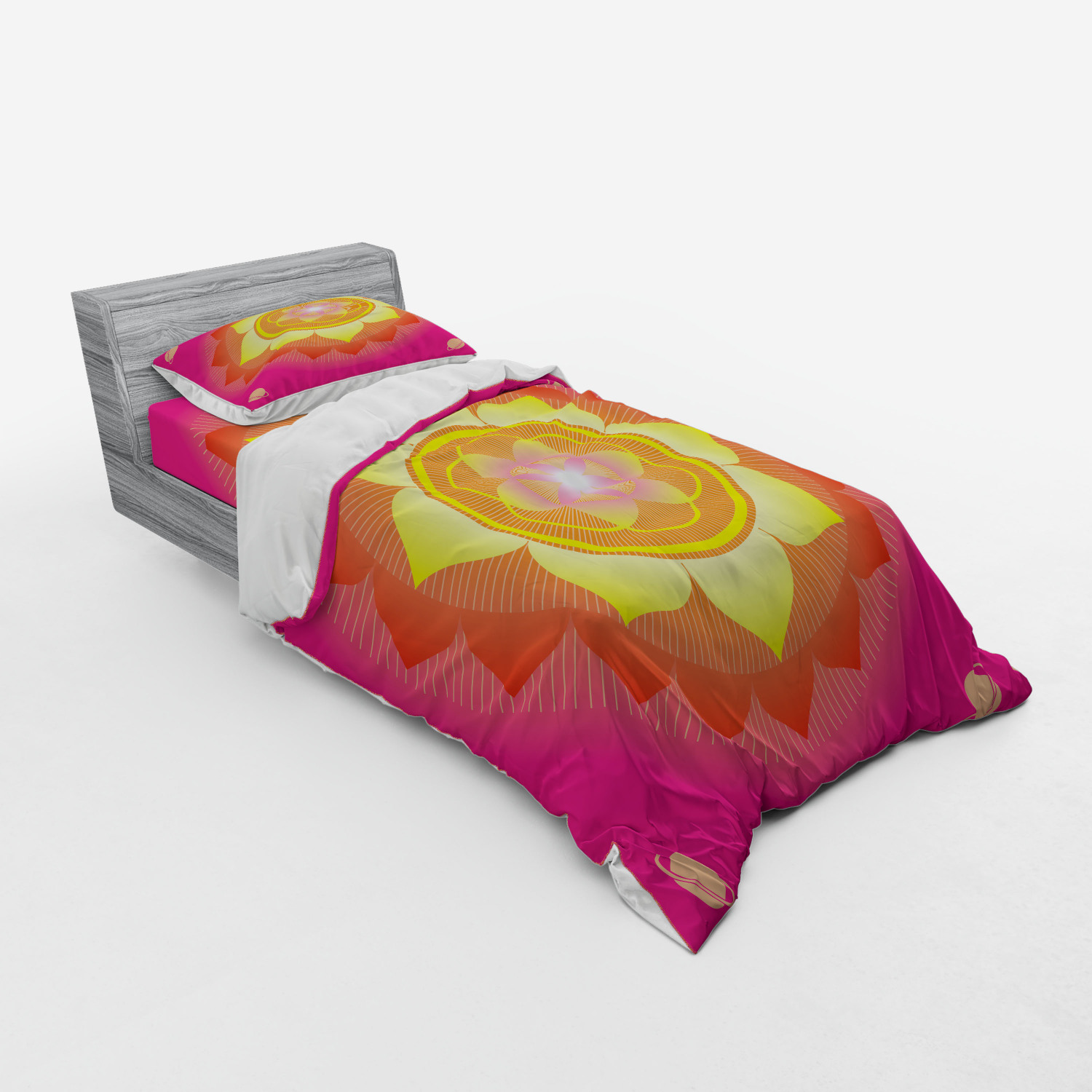 Ambesonne Leaf Print Bedding Set Duvet Cover Sham Fitted Sheet in 3 Sizes - Picture 110 of 228