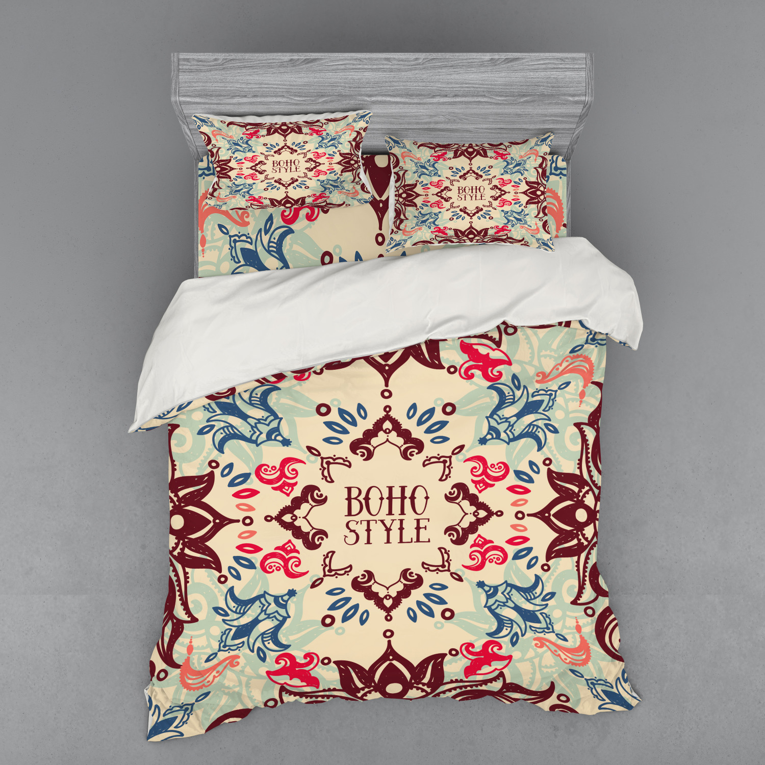 Ambesonne Flower Art Bedding Set Duvet Cover Sham Fitted Sheet in 3 Sizes - Picture 135 of 244