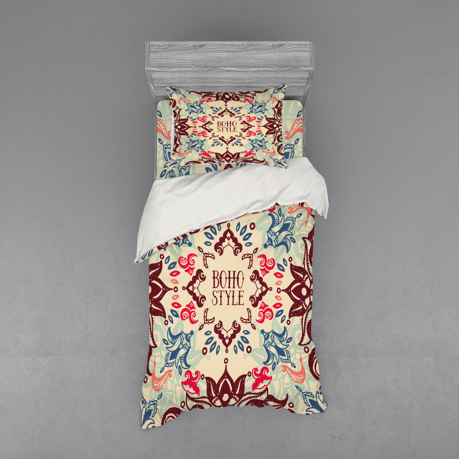 Ambesonne Flower Art Bedding Set Duvet Cover Sham Fitted Sheet in 3 Sizes - Picture 133 of 244