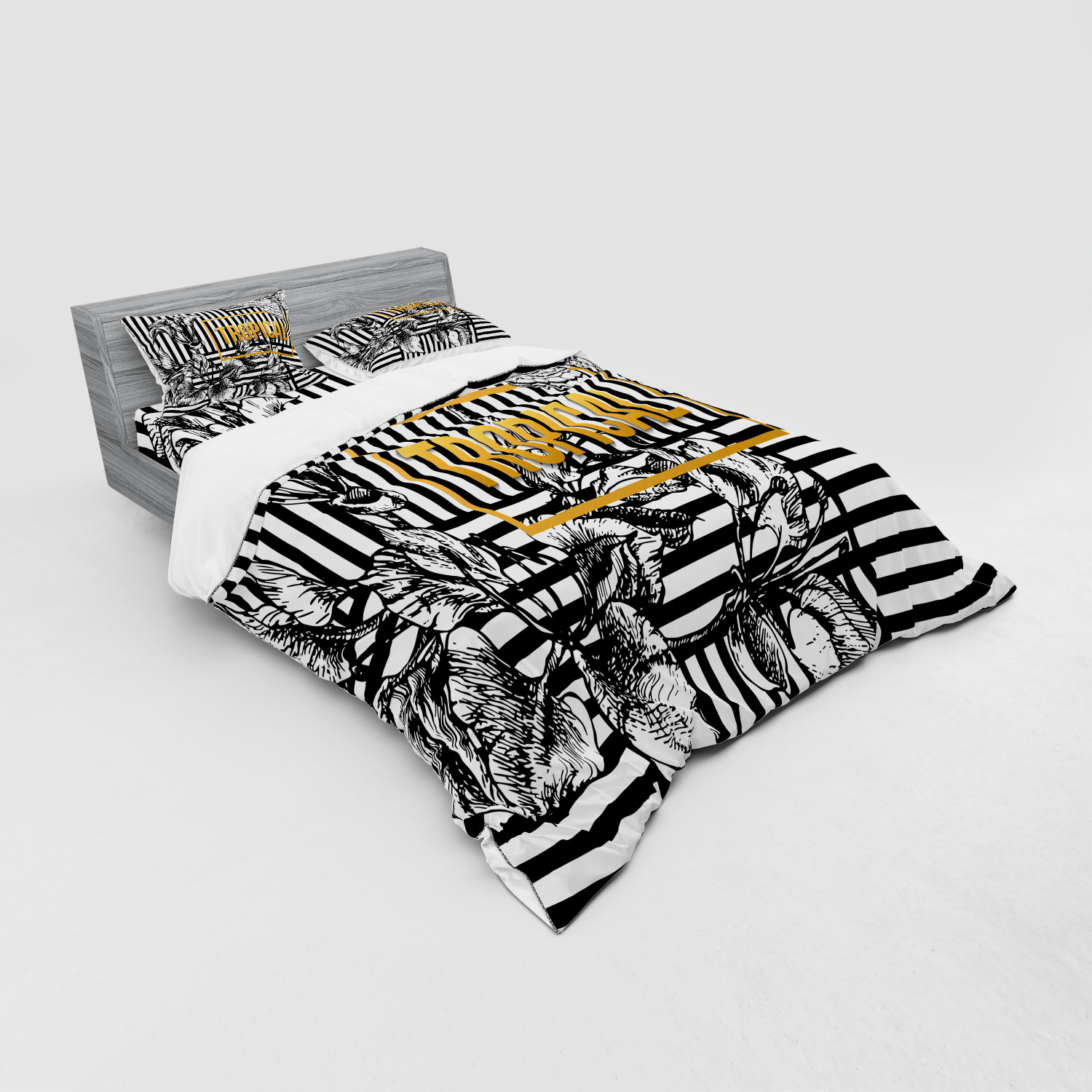 Ambesonne Flower Art Bedding Set Duvet Cover Sham Fitted Sheet in 3 Sizes - Picture 72 of 244