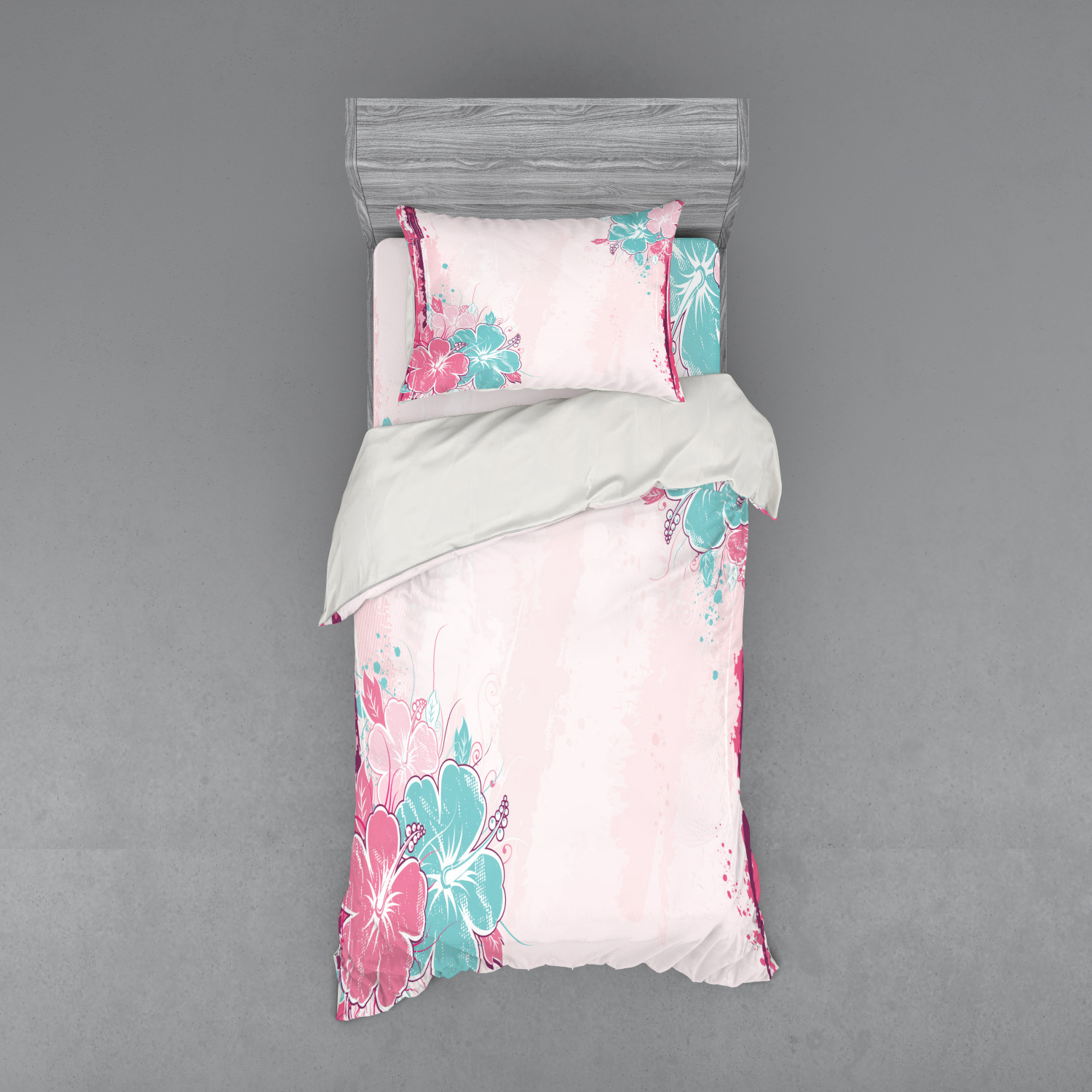 Ambesonne Flower Art Bedding Set Duvet Cover Sham Fitted Sheet in 3 Sizes - Picture 25 of 244