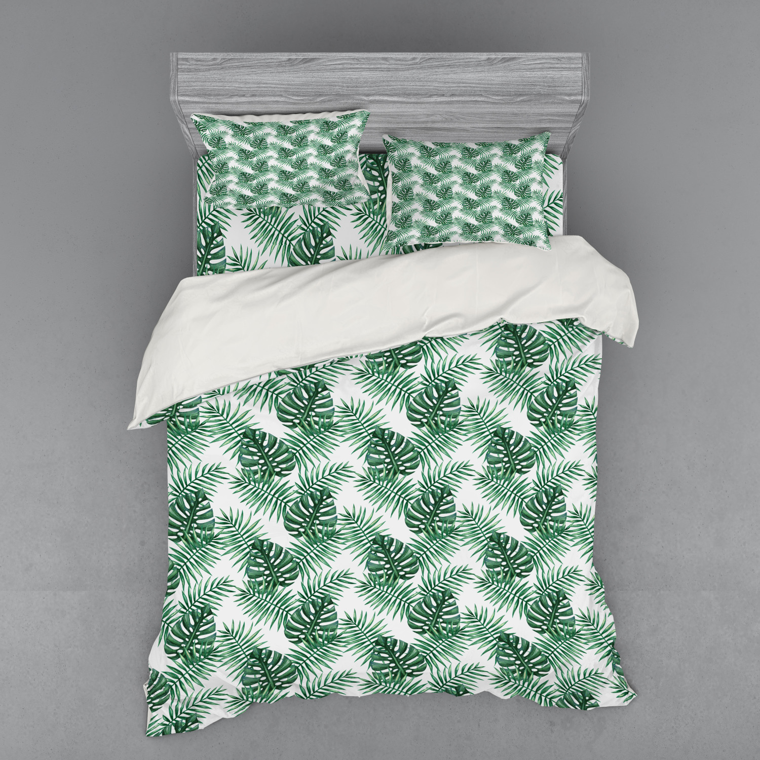 Ambesonne Leaf Print Bedding Set Duvet Cover Sham Fitted Sheet in 3 Sizes - Picture 155 of 228