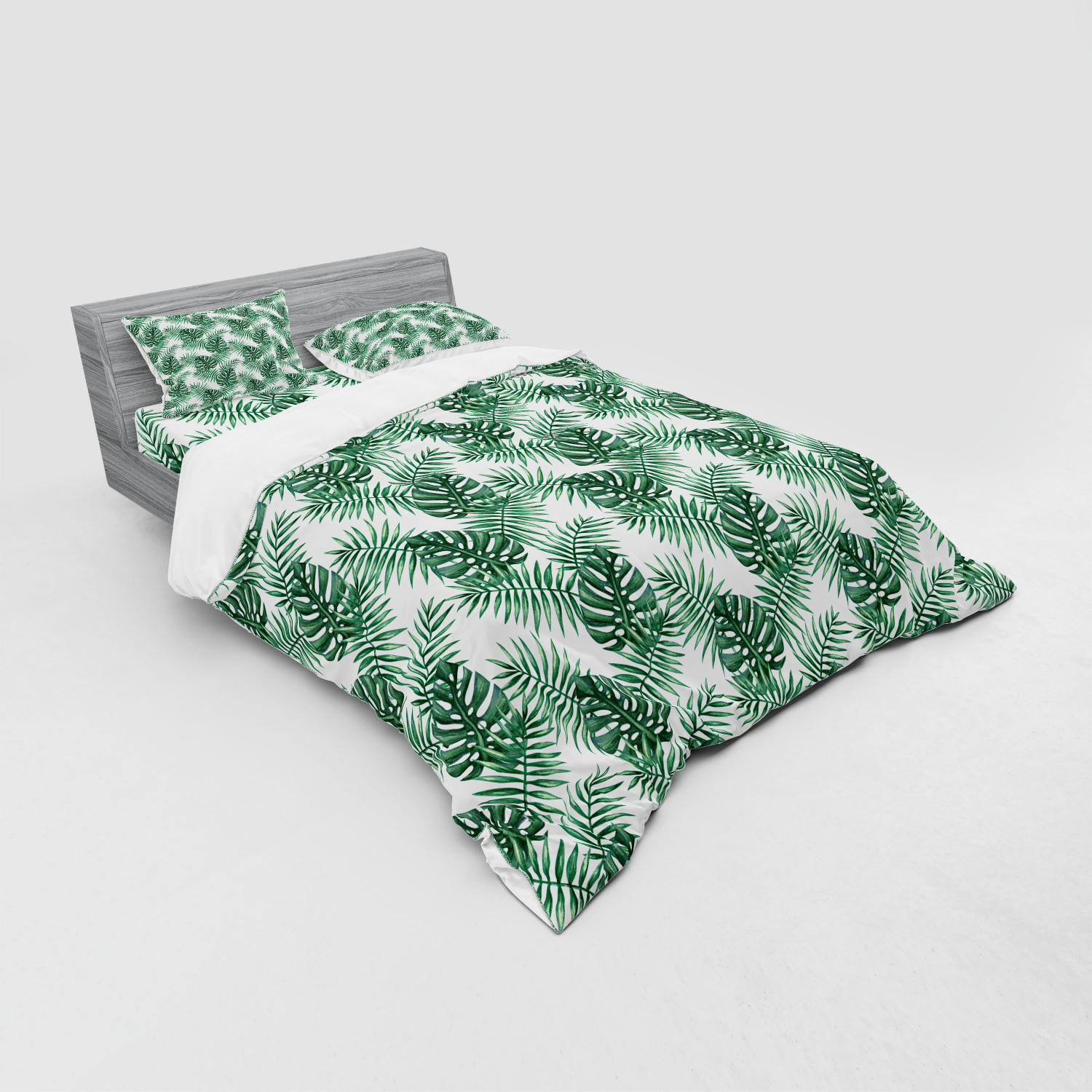 Ambesonne Leaf Print Bedding Set Duvet Cover Sham Fitted Sheet in 3 Sizes - Picture 156 of 228