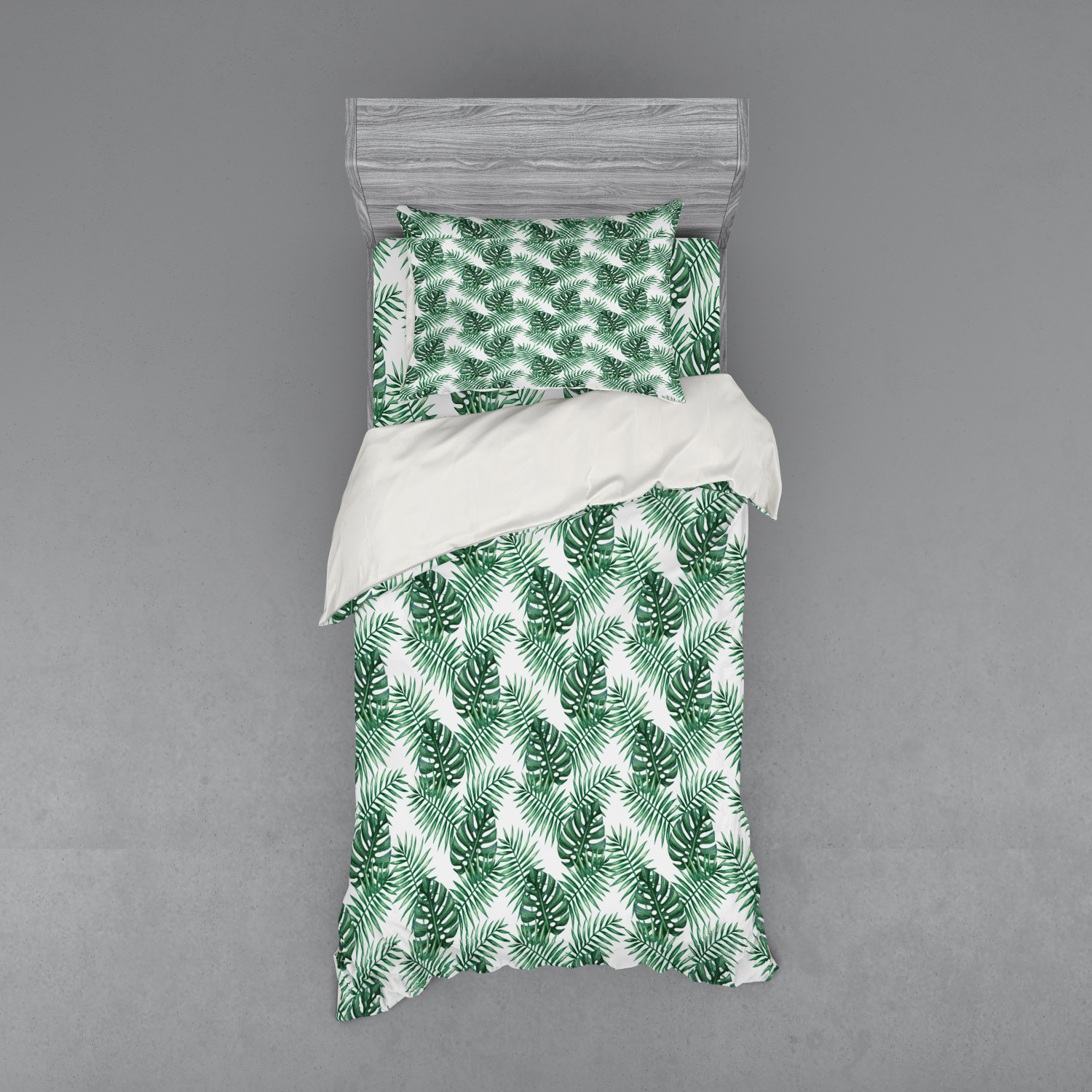 Ambesonne Leaf Print Bedding Set Duvet Cover Sham Fitted Sheet in 3 Sizes - Picture 153 of 228