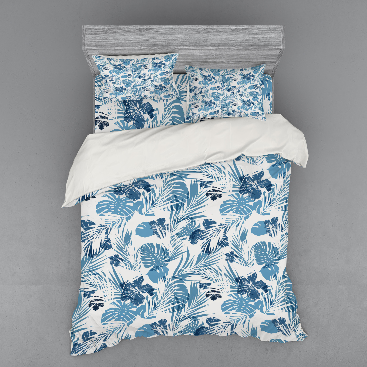 Ambesonne Leaf Print Bedding Set Duvet Cover Sham Fitted Sheet in 3 Sizes - Picture 91 of 228