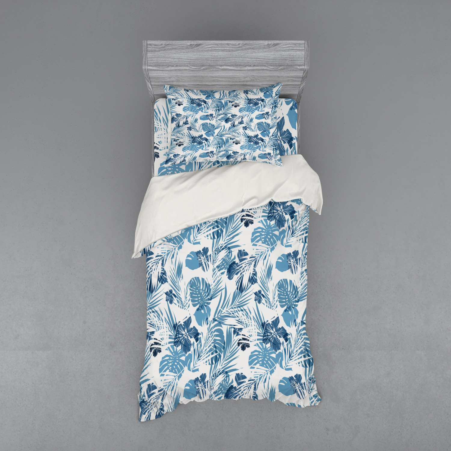 Ambesonne Leaf Print Bedding Set Duvet Cover Sham Fitted Sheet in 3 Sizes - Picture 89 of 228