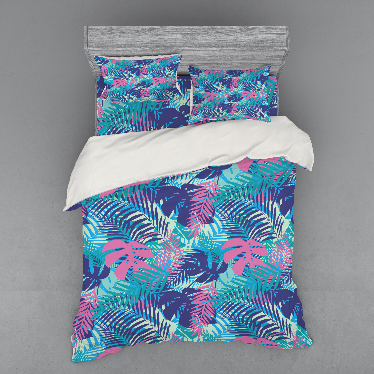 Ambesonne Leaf Print Bedding Set Duvet Cover Sham Fitted Sheet in 3 Sizes - Picture 215 of 228