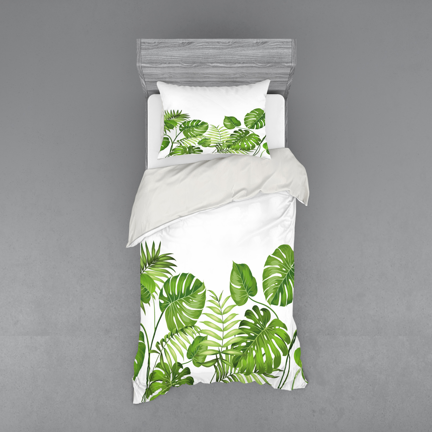 Ambesonne Leaf Print Bedding Set Duvet Cover Sham Fitted Sheet in 3 Sizes - Picture 69 of 228