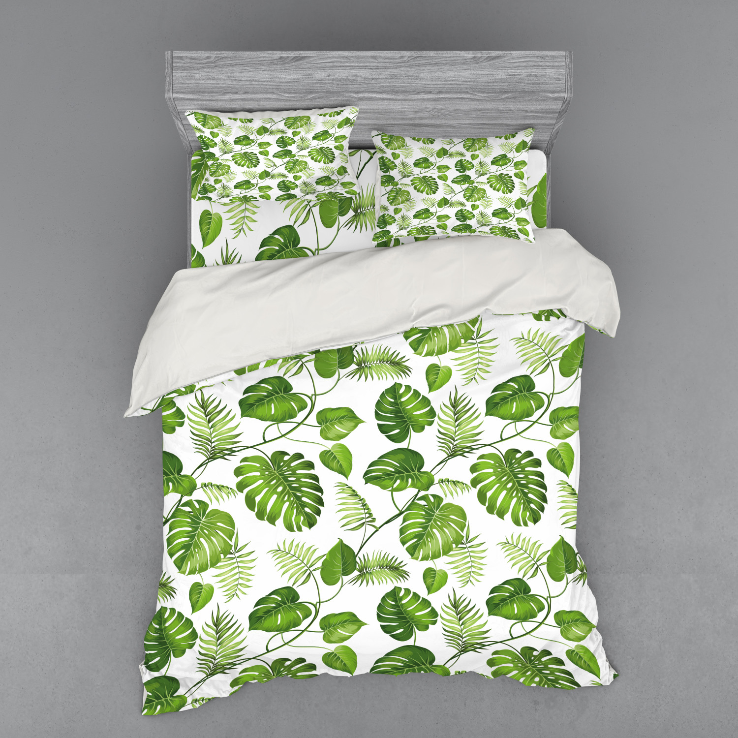 Ambesonne Leaf Print Bedding Set Duvet Cover Sham Fitted Sheet in 3 Sizes - Picture 199 of 228