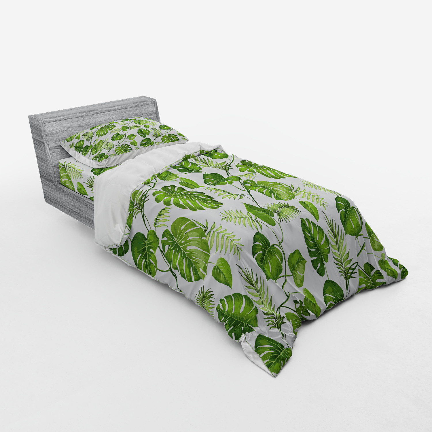 Ambesonne Leaf Print Bedding Set Duvet Cover Sham Fitted Sheet in 3 Sizes - Picture 198 of 228