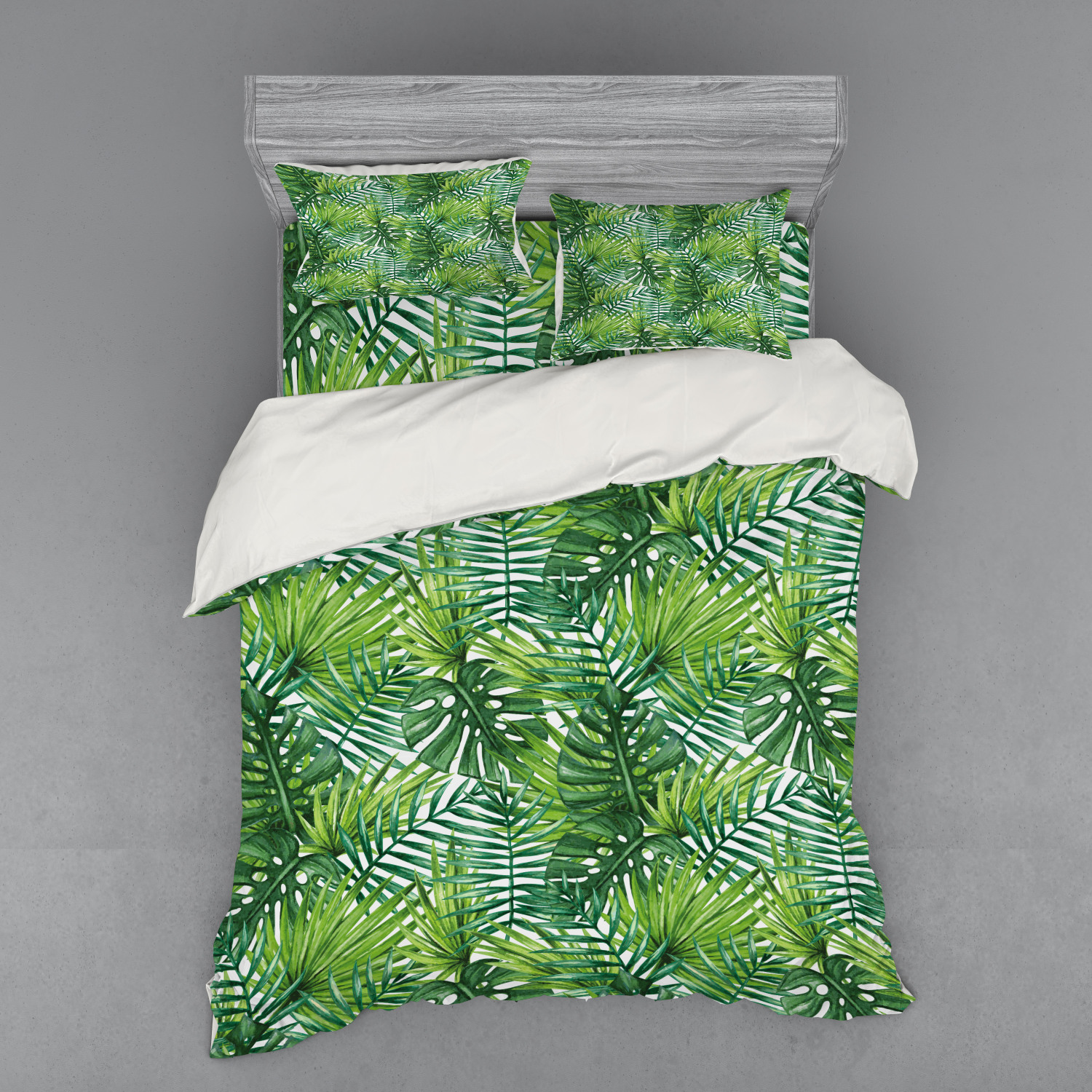 Ambesonne Leaf Print Bedding Set Duvet Cover Sham Fitted Sheet in 3 Sizes - Picture 207 of 228