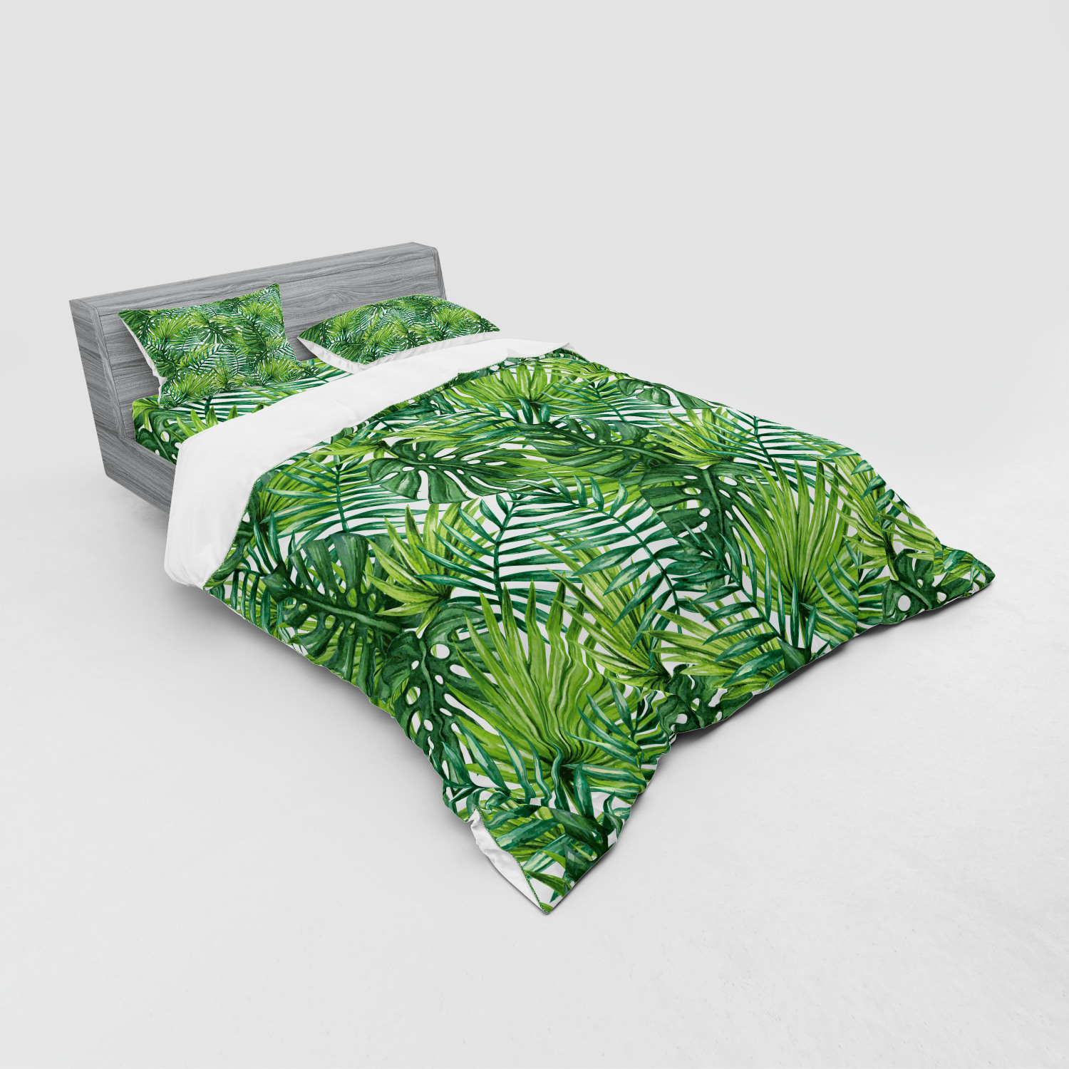 Ambesonne Leaf Print Bedding Set Duvet Cover Sham Fitted Sheet in 3 Sizes - Picture 208 of 228