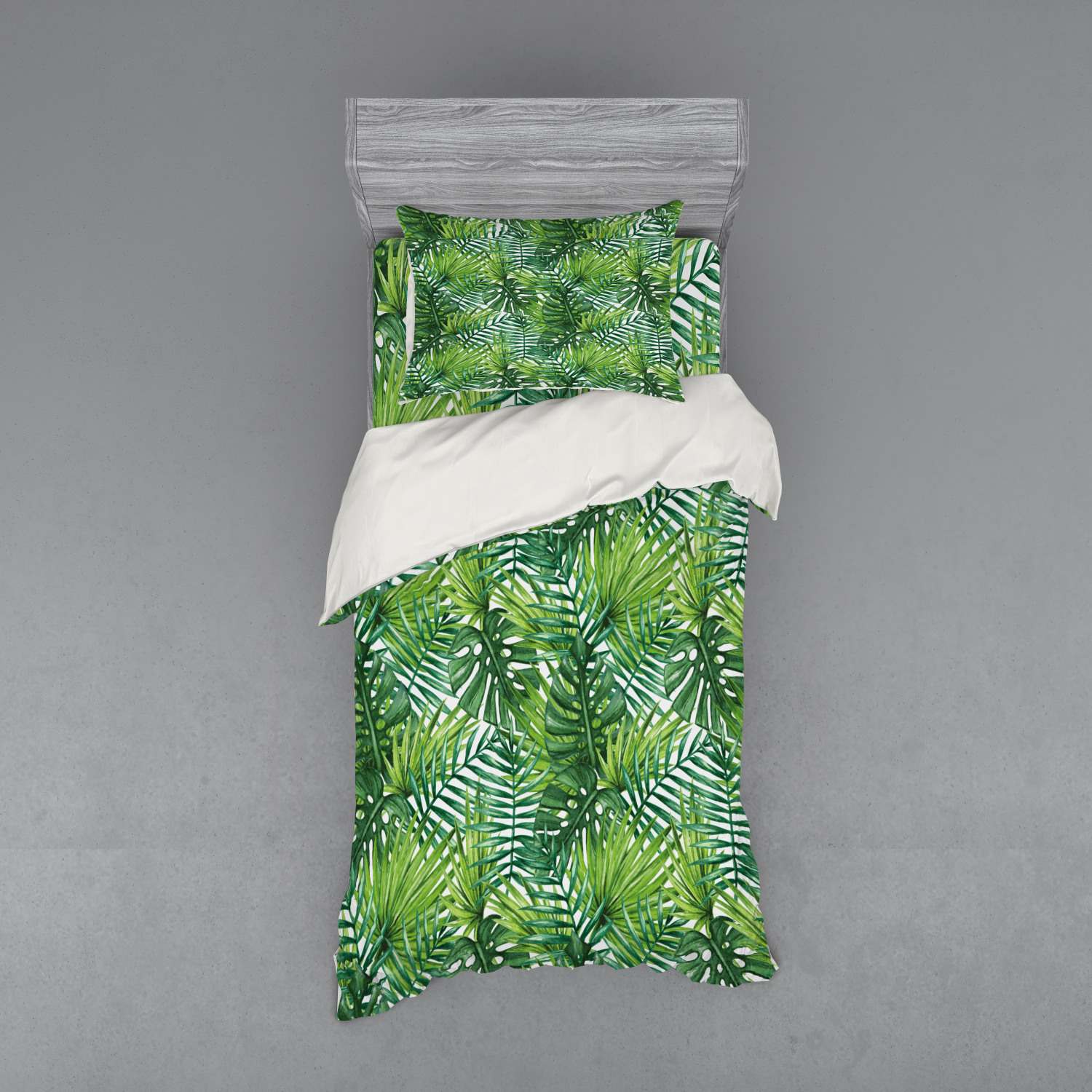Ambesonne Leaf Print Bedding Set Duvet Cover Sham Fitted Sheet in 3 Sizes - Picture 205 of 228