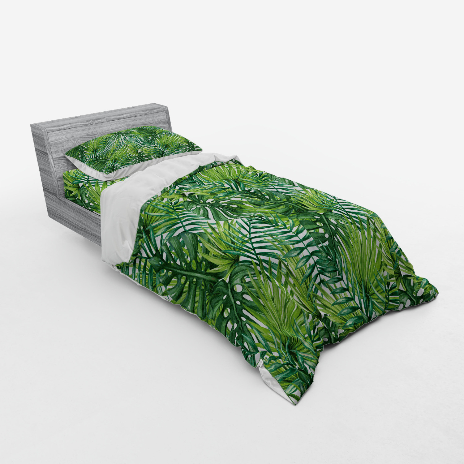 Ambesonne Leaf Print Bedding Set Duvet Cover Sham Fitted Sheet in 3 Sizes - Picture 206 of 228