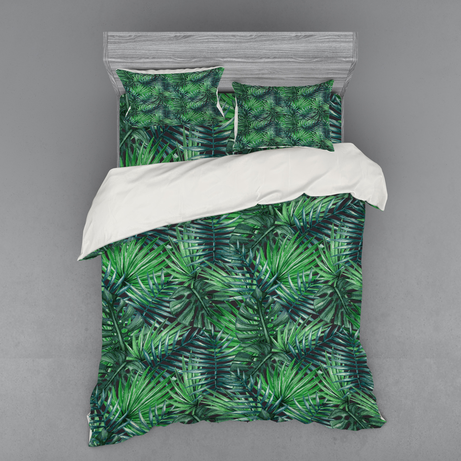 Ambesonne Leaf Print Bedding Set Duvet Cover Sham Fitted Sheet in 3 Sizes - Picture 227 of 228