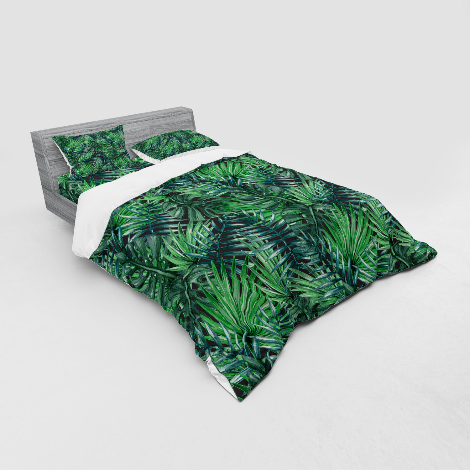Ambesonne Leaf Print Bedding Set Duvet Cover Sham Fitted Sheet in 3 Sizes - Picture 228 of 228
