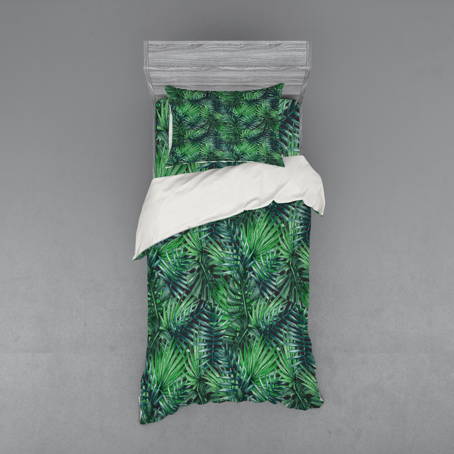 Ambesonne Leaf Print Bedding Set Duvet Cover Sham Fitted Sheet in 3 Sizes - Picture 225 of 228
