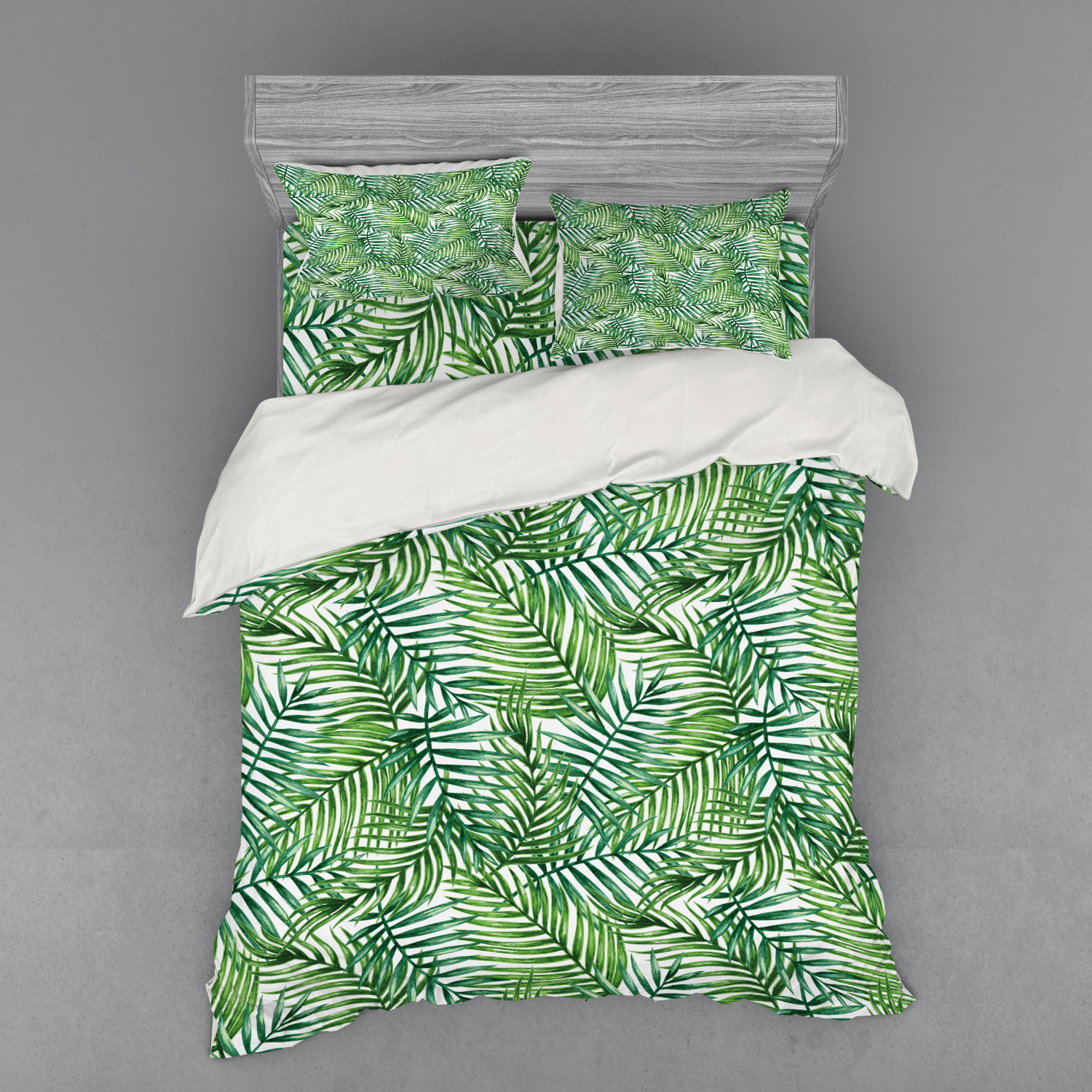 Ambesonne Leaf Print Bedding Set Duvet Cover Sham Fitted Sheet in 3 Sizes - Picture 35 of 228
