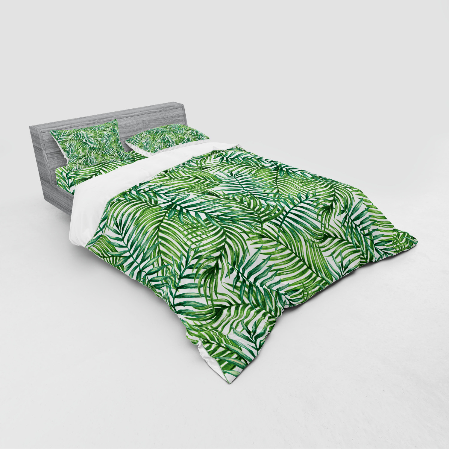 Ambesonne Leaf Print Bedding Set Duvet Cover Sham Fitted Sheet in 3 Sizes - Picture 36 of 228