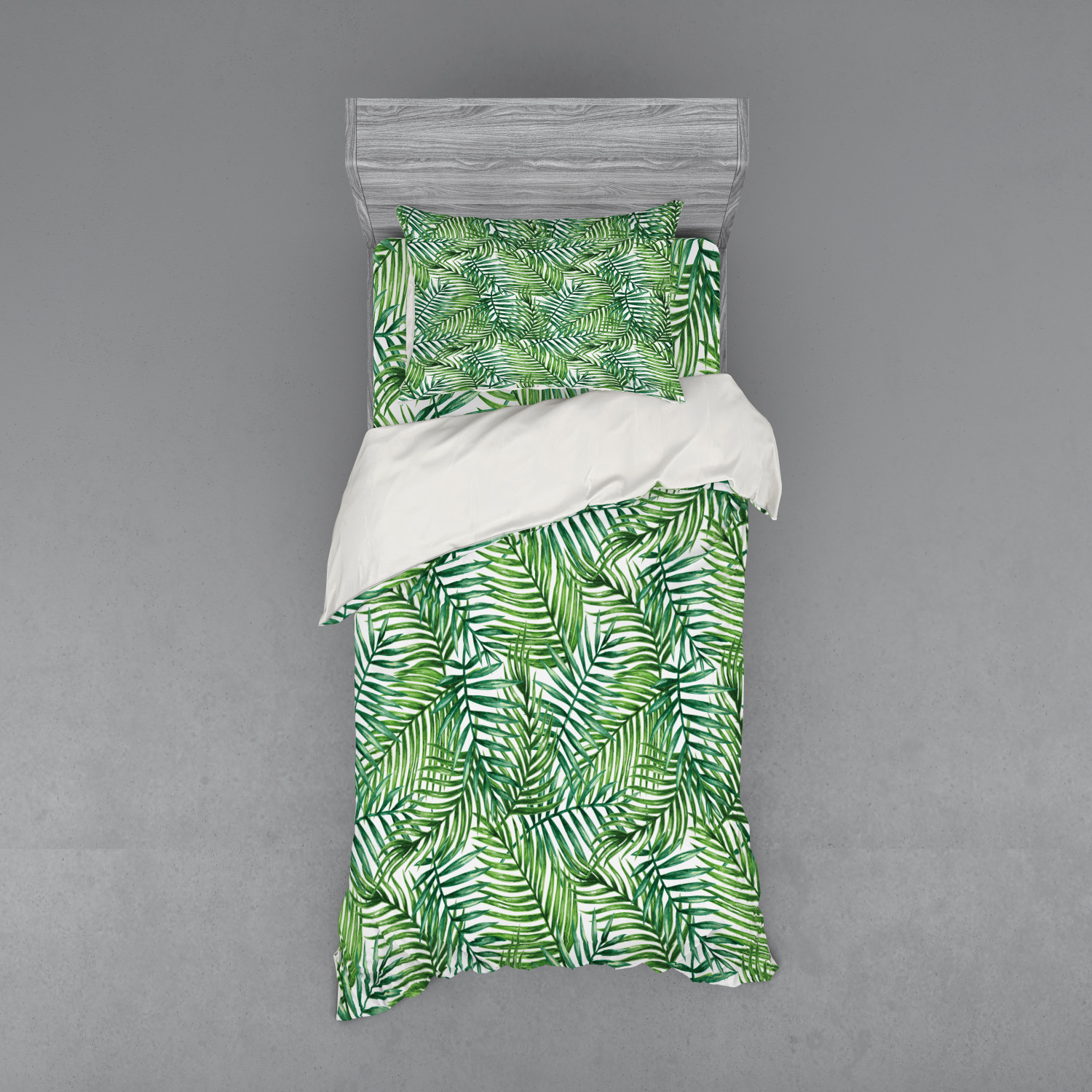 Ambesonne Leaf Print Bedding Set Duvet Cover Sham Fitted Sheet in 3 Sizes - Picture 33 of 228