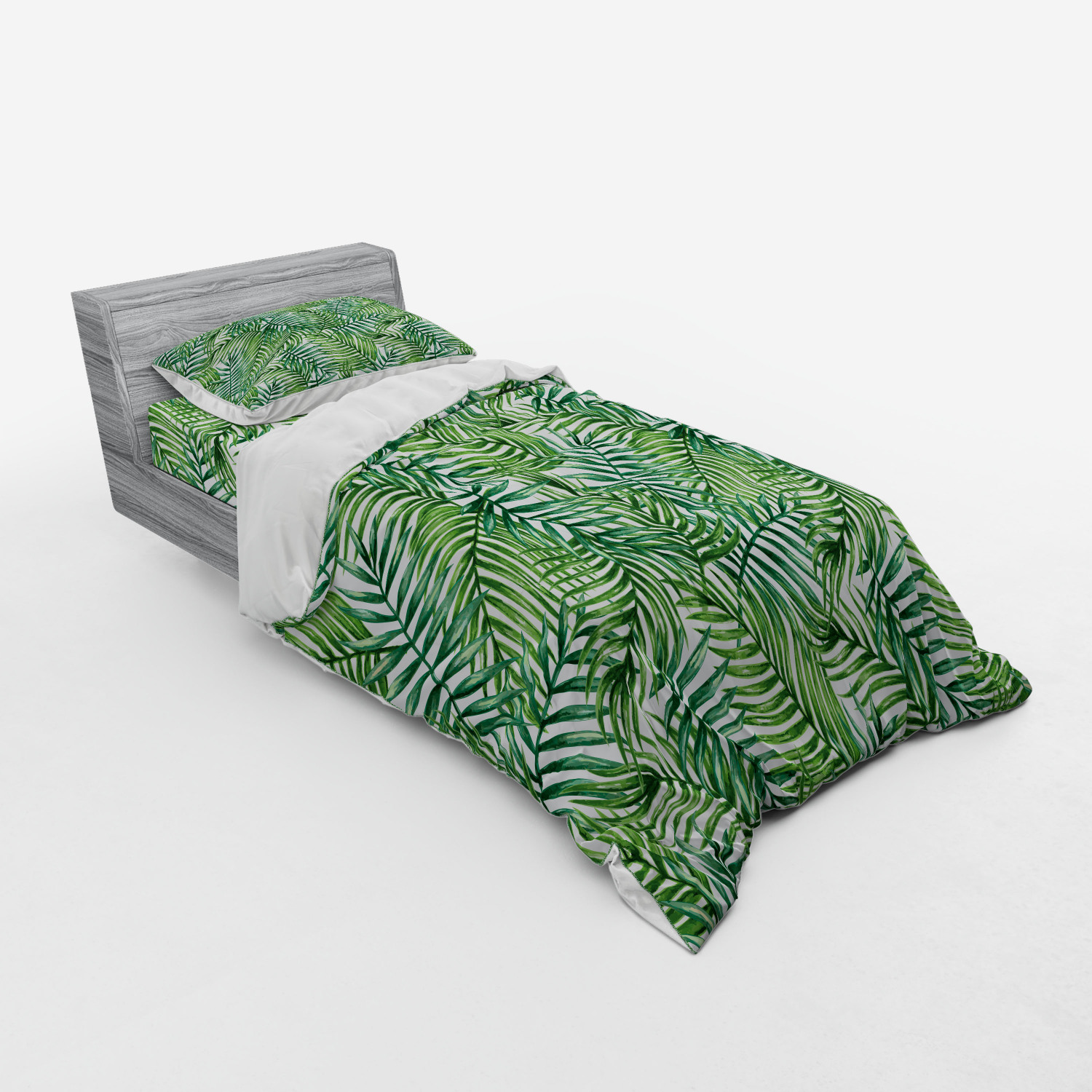 Ambesonne Leaf Print Bedding Set Duvet Cover Sham Fitted Sheet in 3 Sizes - Picture 34 of 228