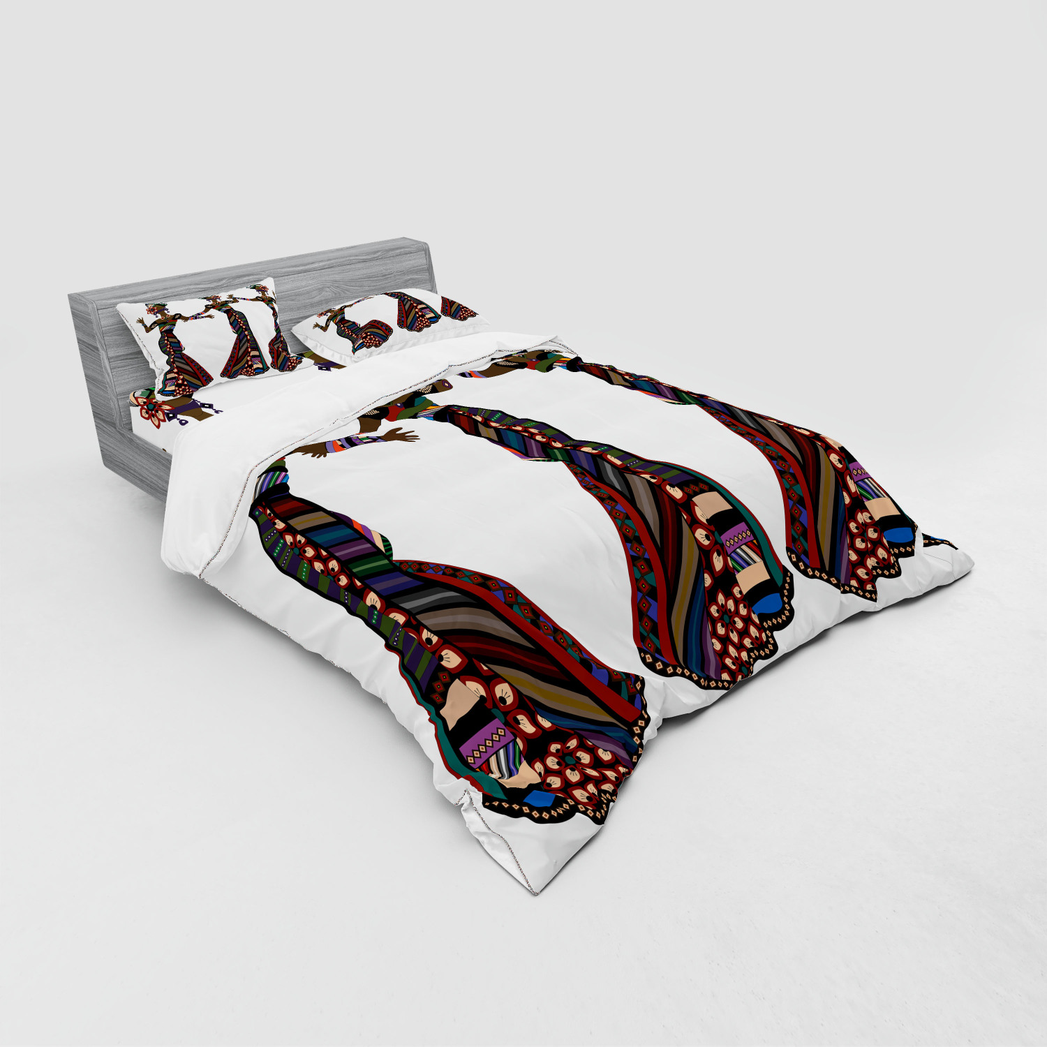 Ambesonne African Theme Bedding Set Duvet Cover Sham Fitted Sheet in 3 Sizes