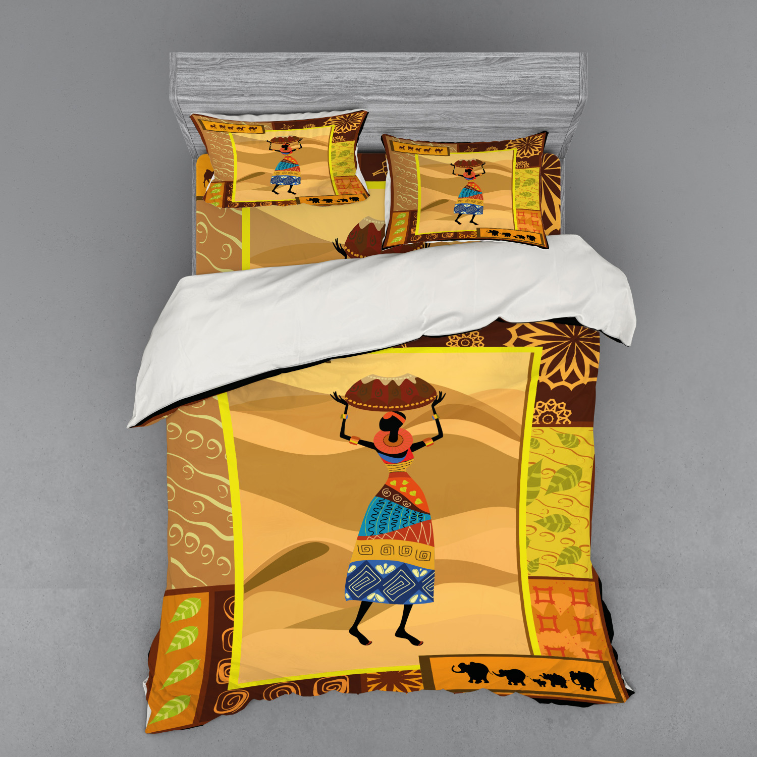 Ambesonne African Theme Bedding Set Duvet Cover Sham Fitted Sheet in 3 Sizes eBay