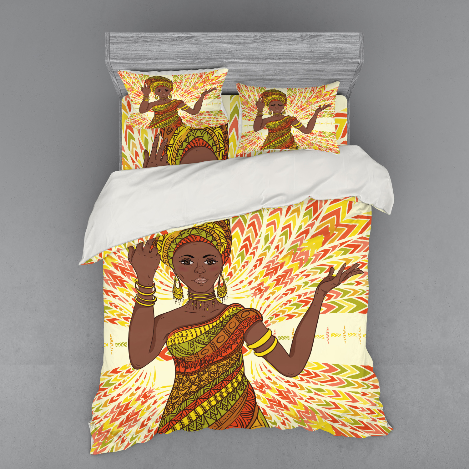 Ambesonne African Theme Bedding Set Duvet Cover Sham Fitted Sheet In 3   Bsnev 36770 Queen 