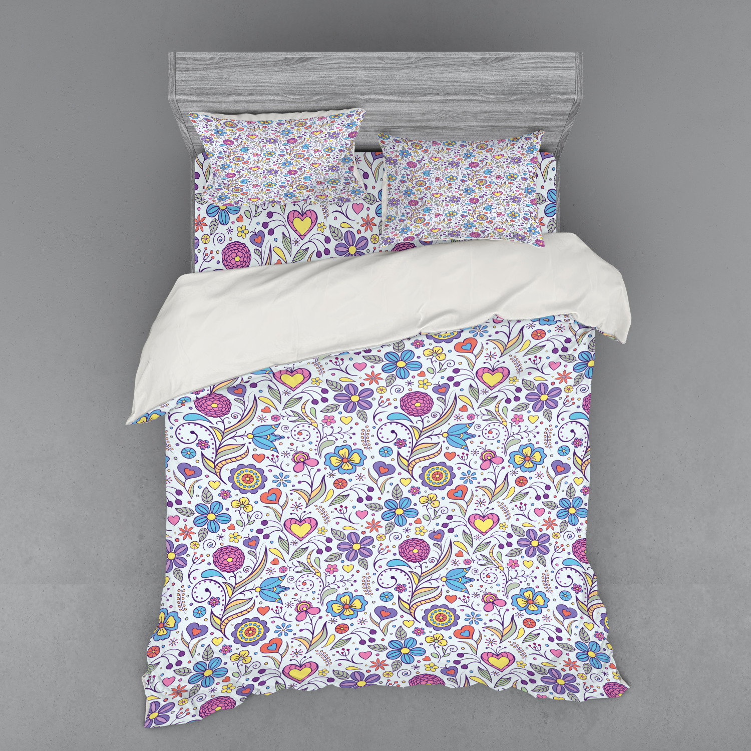 Ambesonne Pastel Design Bedding Set Duvet Cover Sham Fitted Sheet in 3 Sizes - Picture 67 of 236