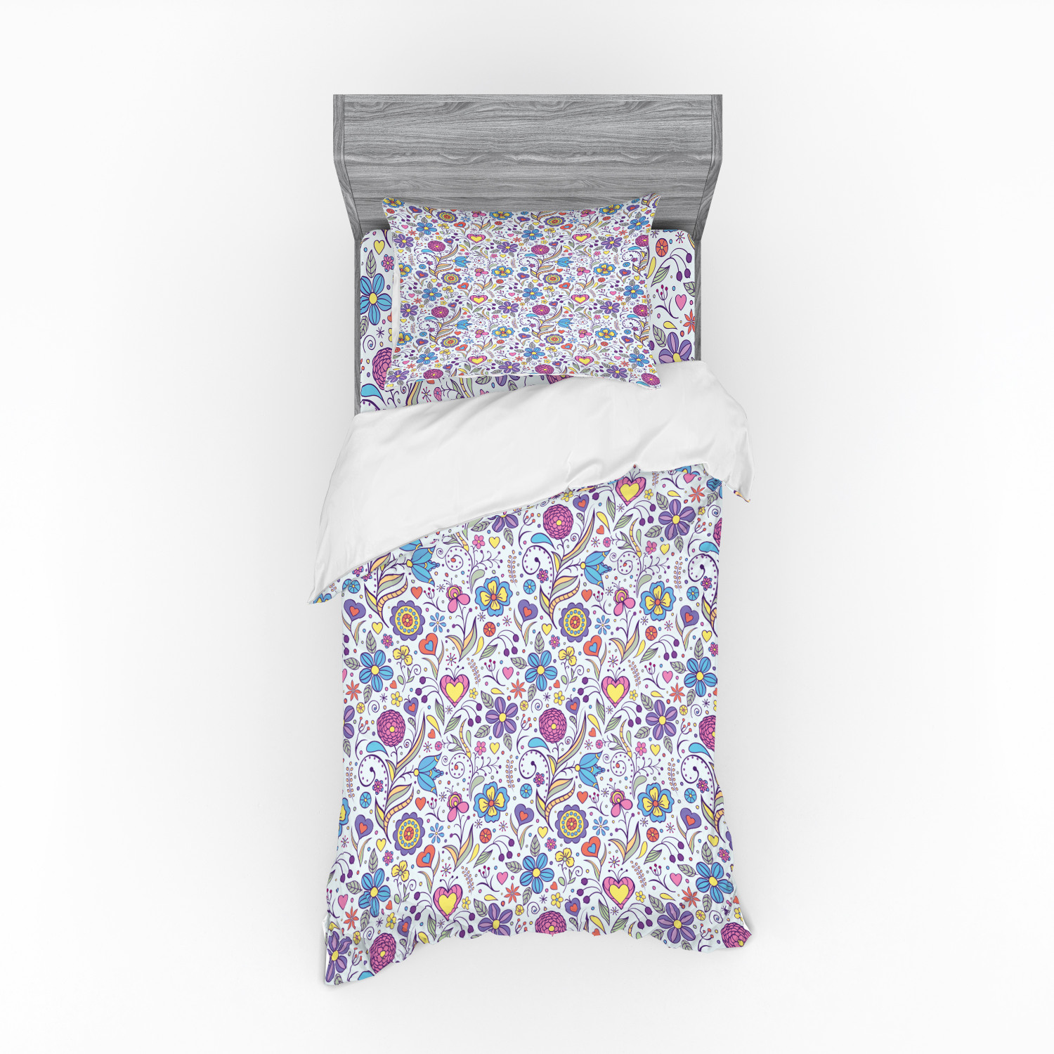 Ambesonne Pastel Design Bedding Set Duvet Cover Sham Fitted Sheet in 3 Sizes - Picture 65 of 236