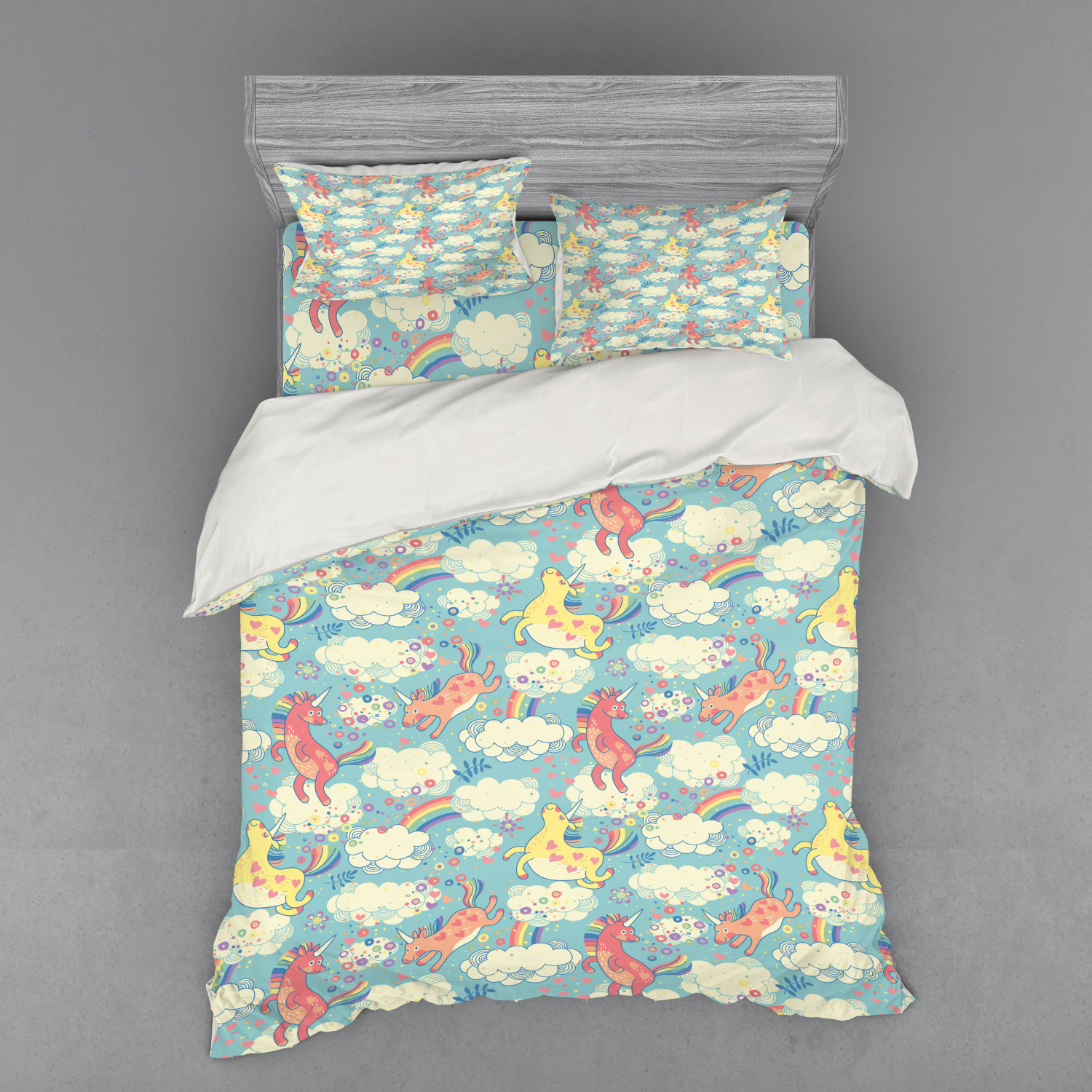 Ambesonne Pastel Design Bedding Set Duvet Cover Sham Fitted Sheet in 3 Sizes - Picture 139 of 236
