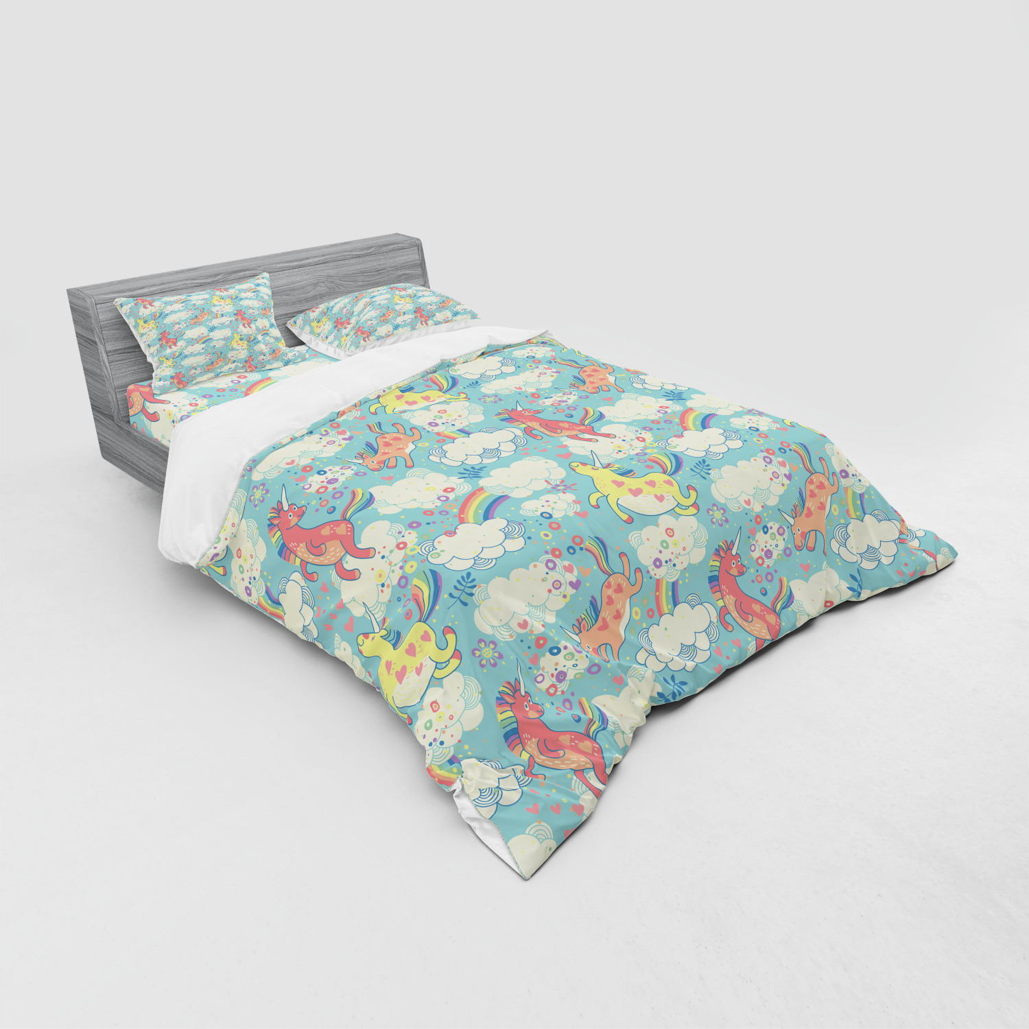 Ambesonne Pastel Design Bedding Set Duvet Cover Sham Fitted Sheet in 3 Sizes - Picture 140 of 236
