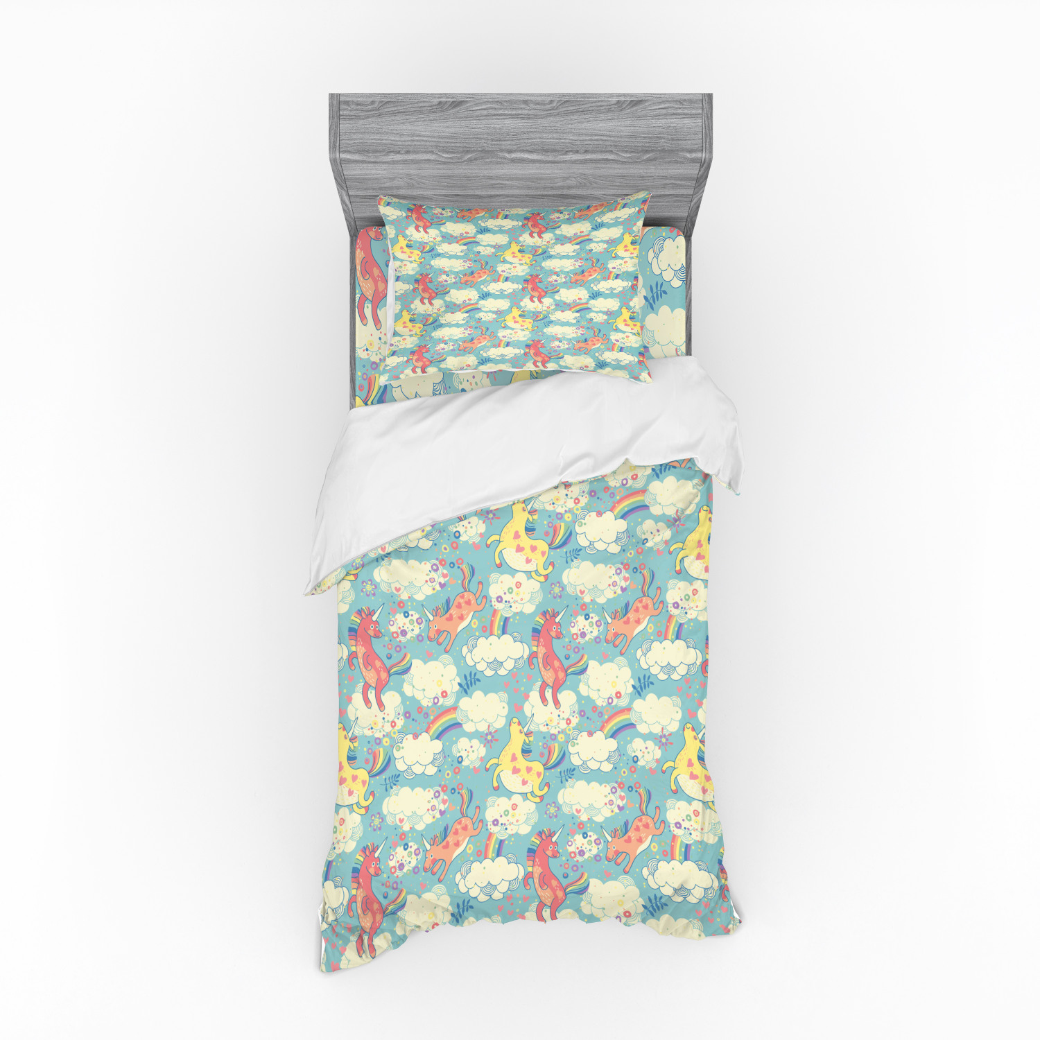 Ambesonne Pastel Design Bedding Set Duvet Cover Sham Fitted Sheet in 3 Sizes - Picture 137 of 236